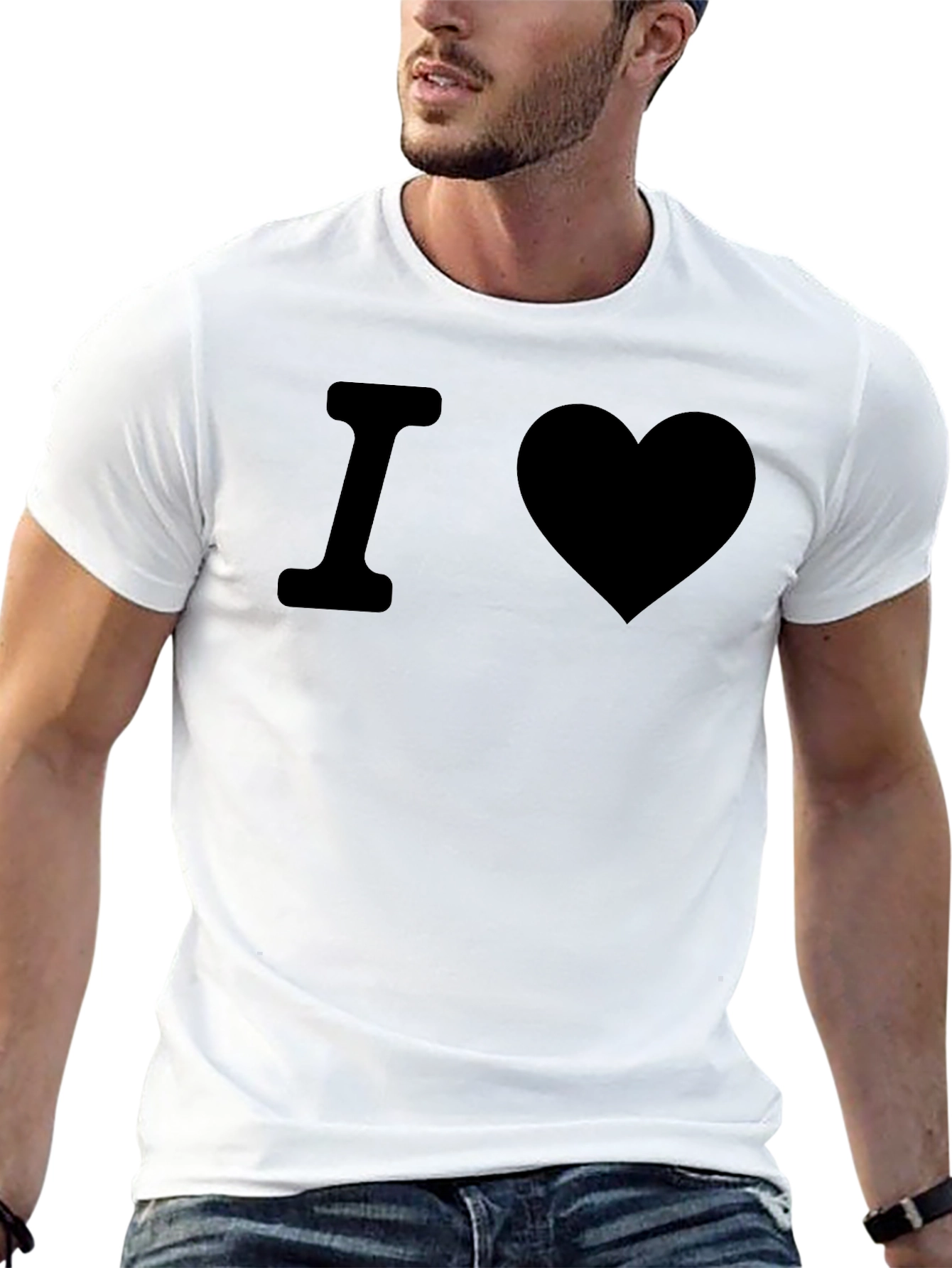 Black I Heart T-Shirt - Black Crew Neck Cotton Tee view 13
