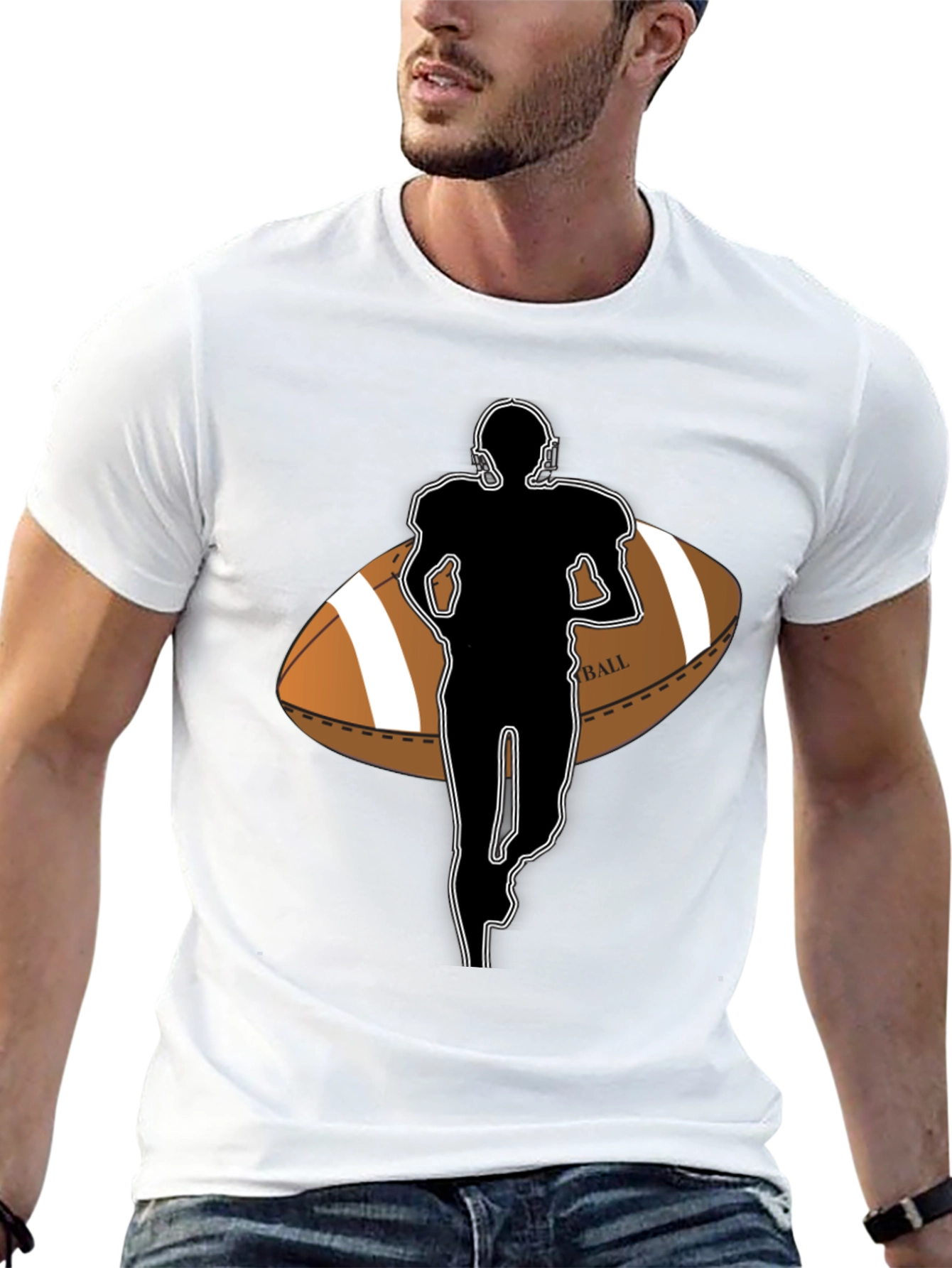 Black Football Player Graphic Tee view 13