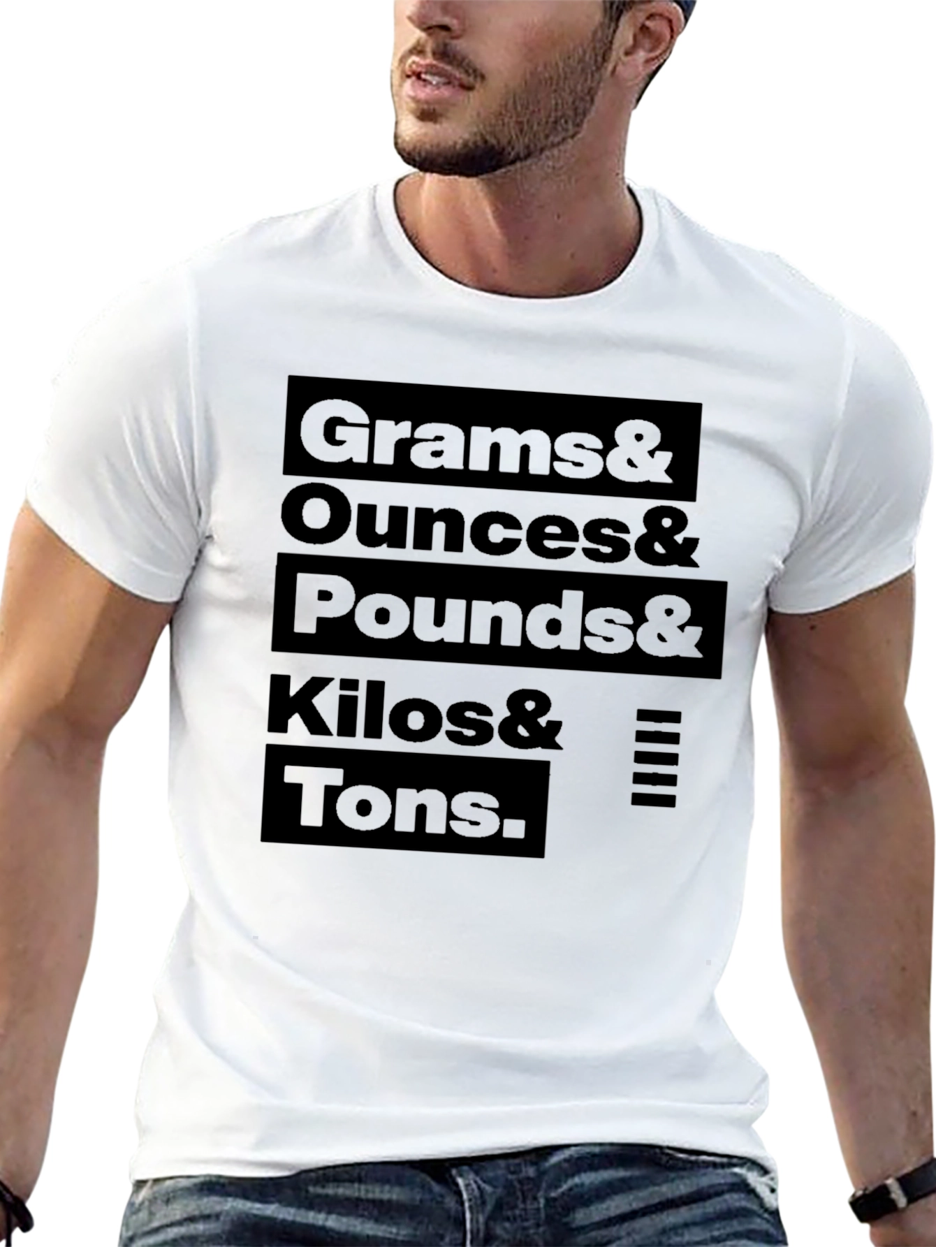 Black Grams to Tons T-Shirt - Funny Weight Conversion Tee view 13