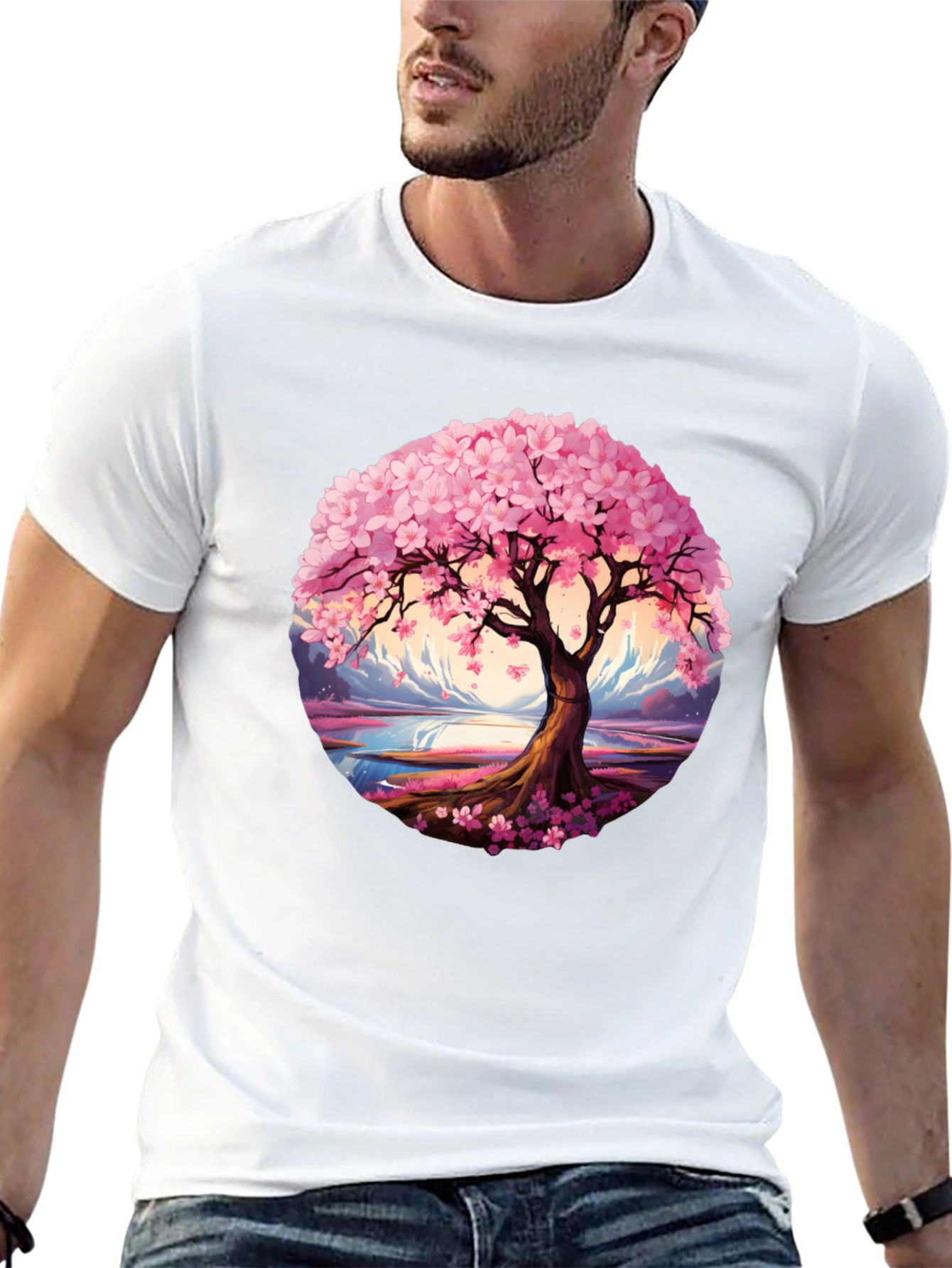 Black Cherry Blossom Tree Graphic Tee view 13