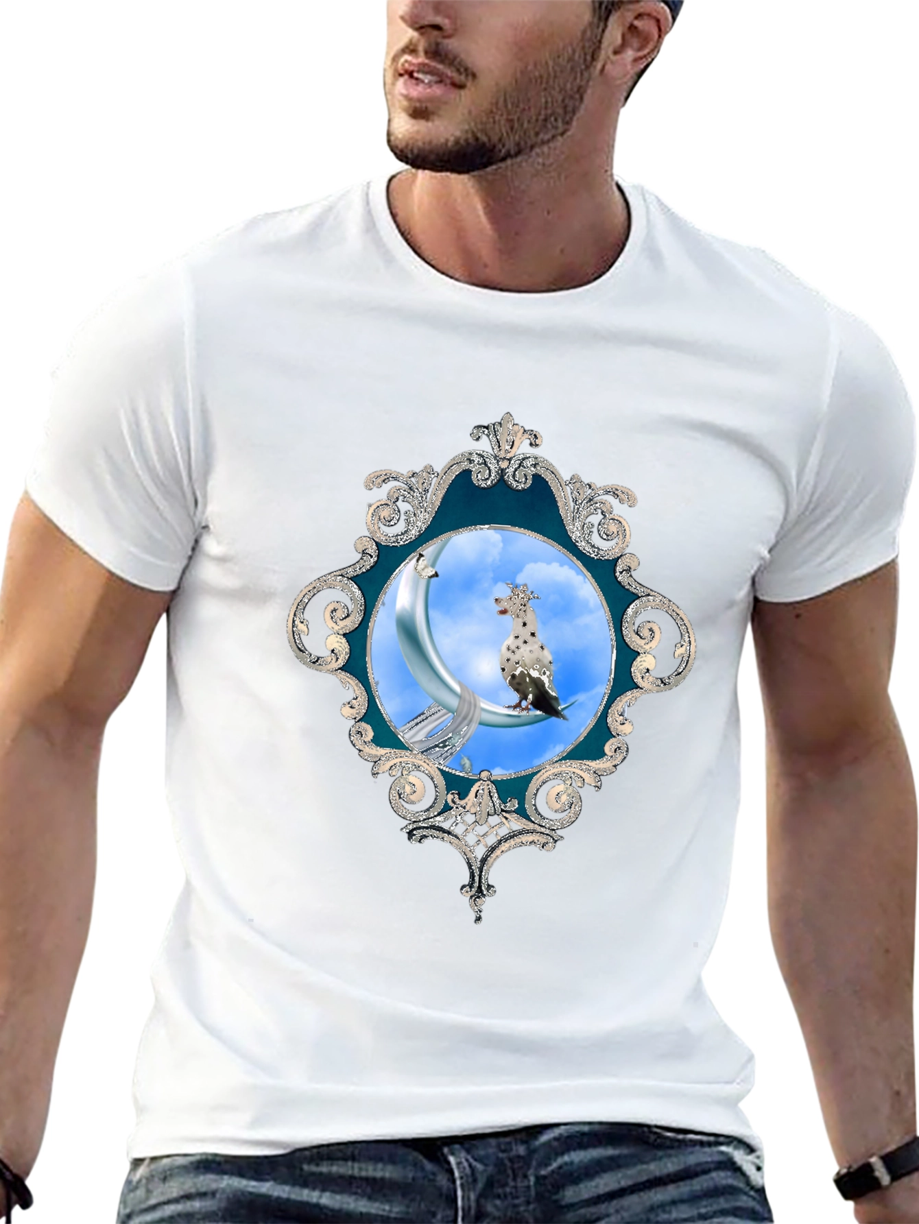 Black Moon Bird T-Shirt - Unique Graphic Tee view 13