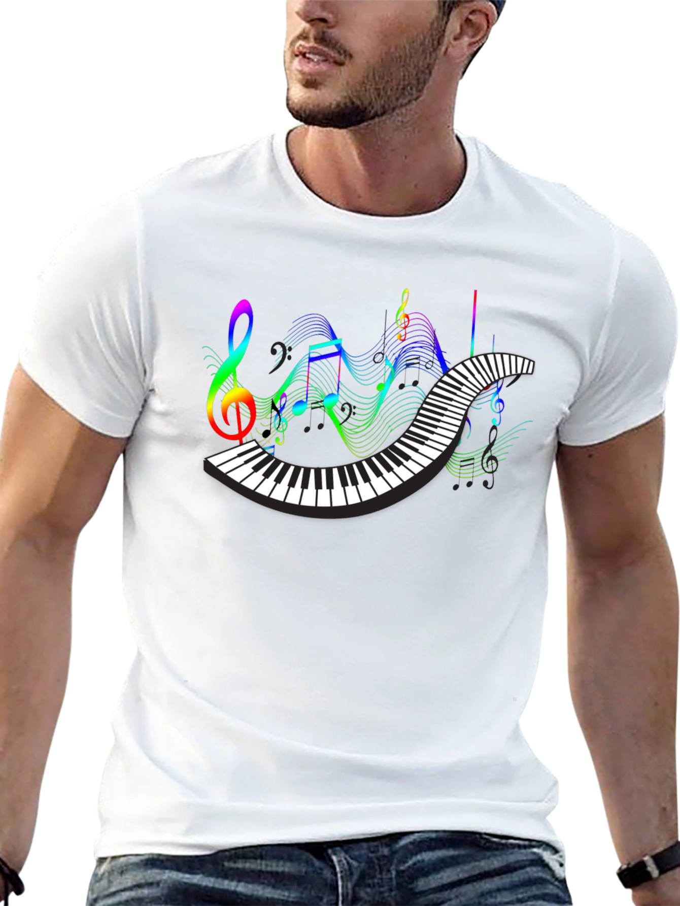 Black Music Lover's Piano Keys Graphic Tee view 13