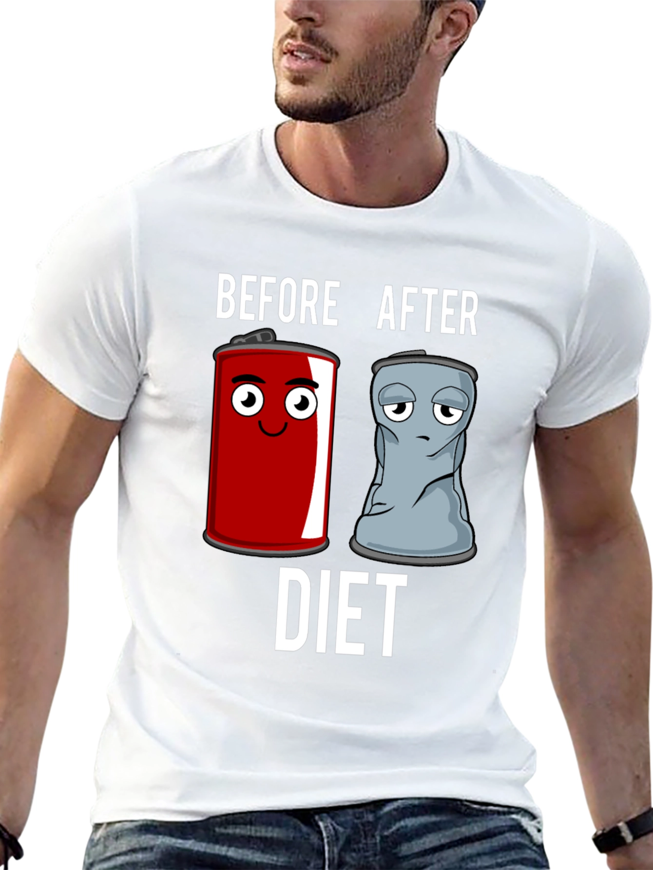 Black Before & After Diet T-Shirt - Humorous Graphic Tee view 13