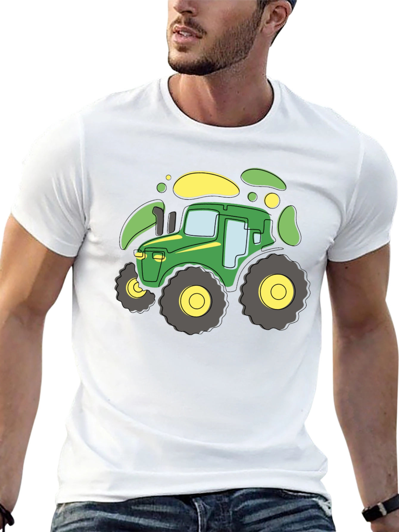 Black Cartoon Tractor Graphic T-Shirt - Black view 13