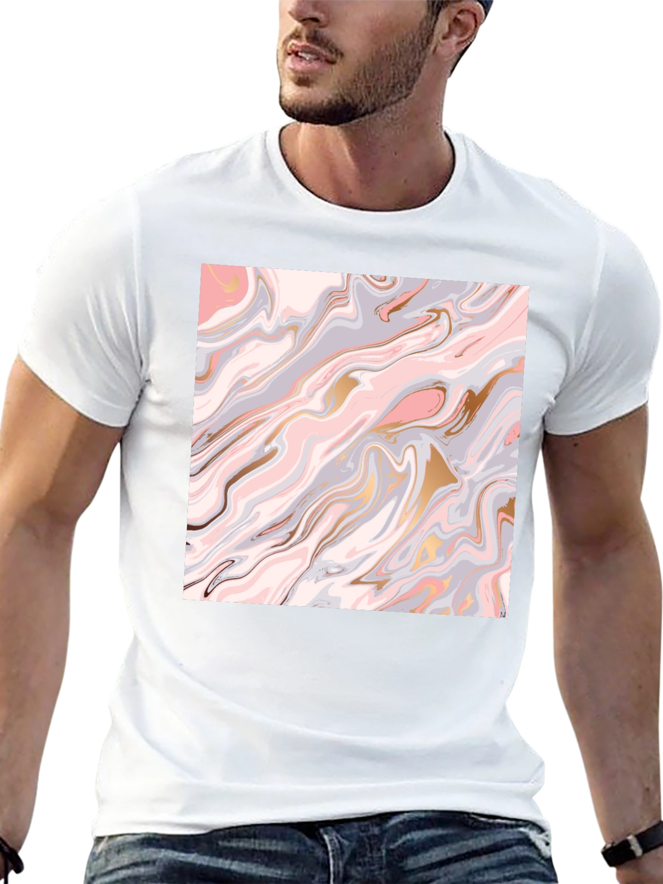 Black Marble Swirl Graphic Tee - Stylish & Unique Design view 13