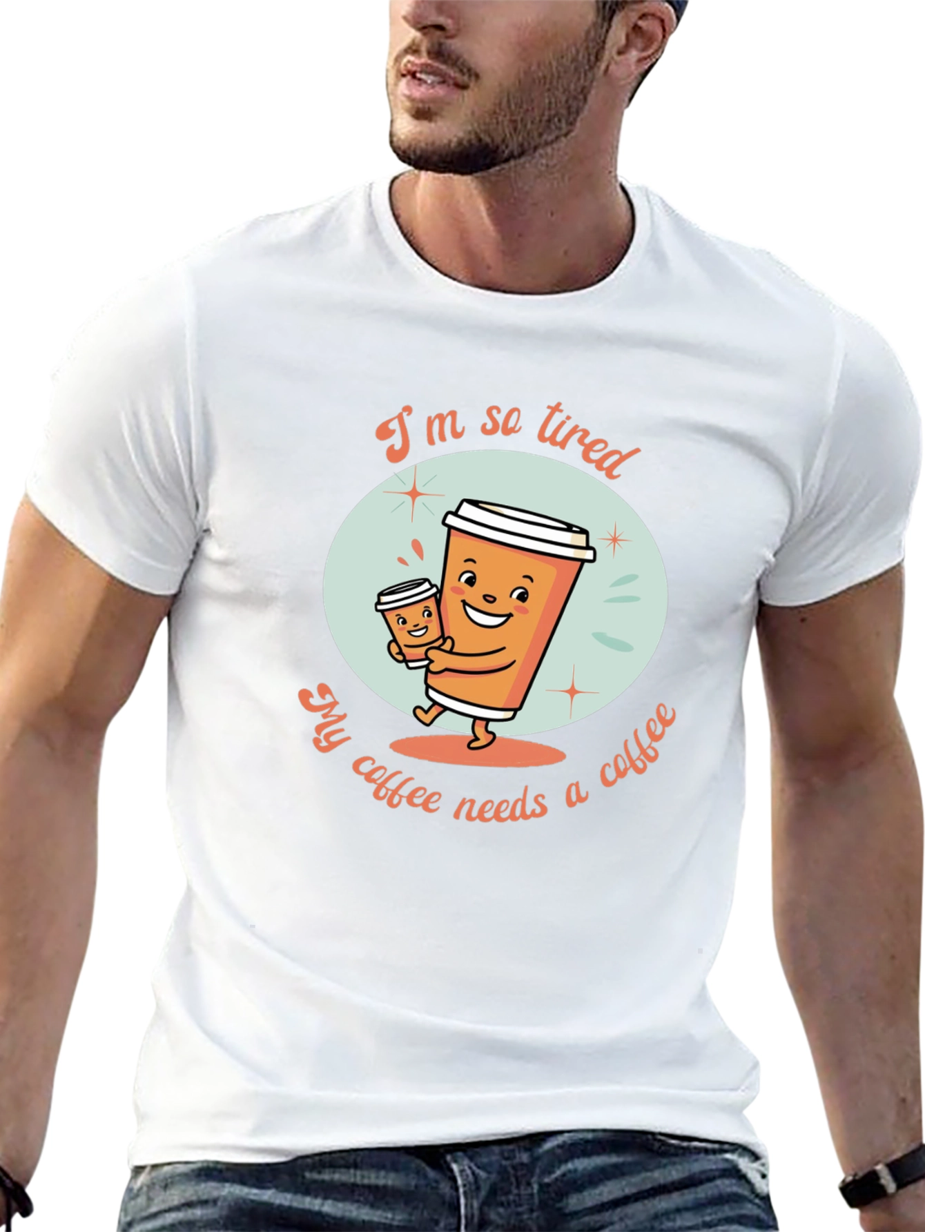 Black Funny Coffee Lover T-Shirt - I'm So Tired Design view 13