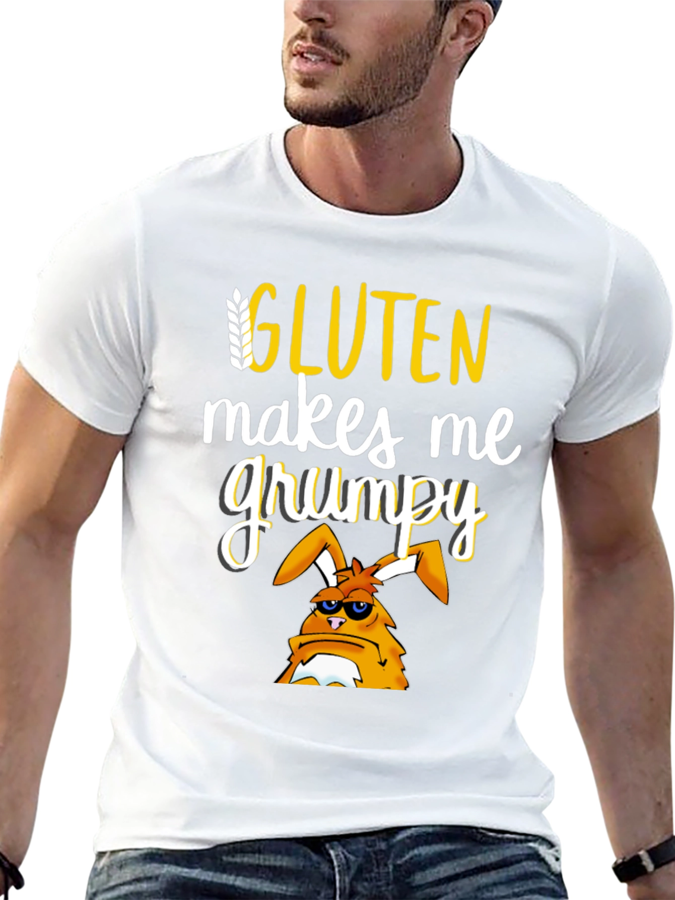 Black Gluten Makes Me Grumpy T-Shirt view 13