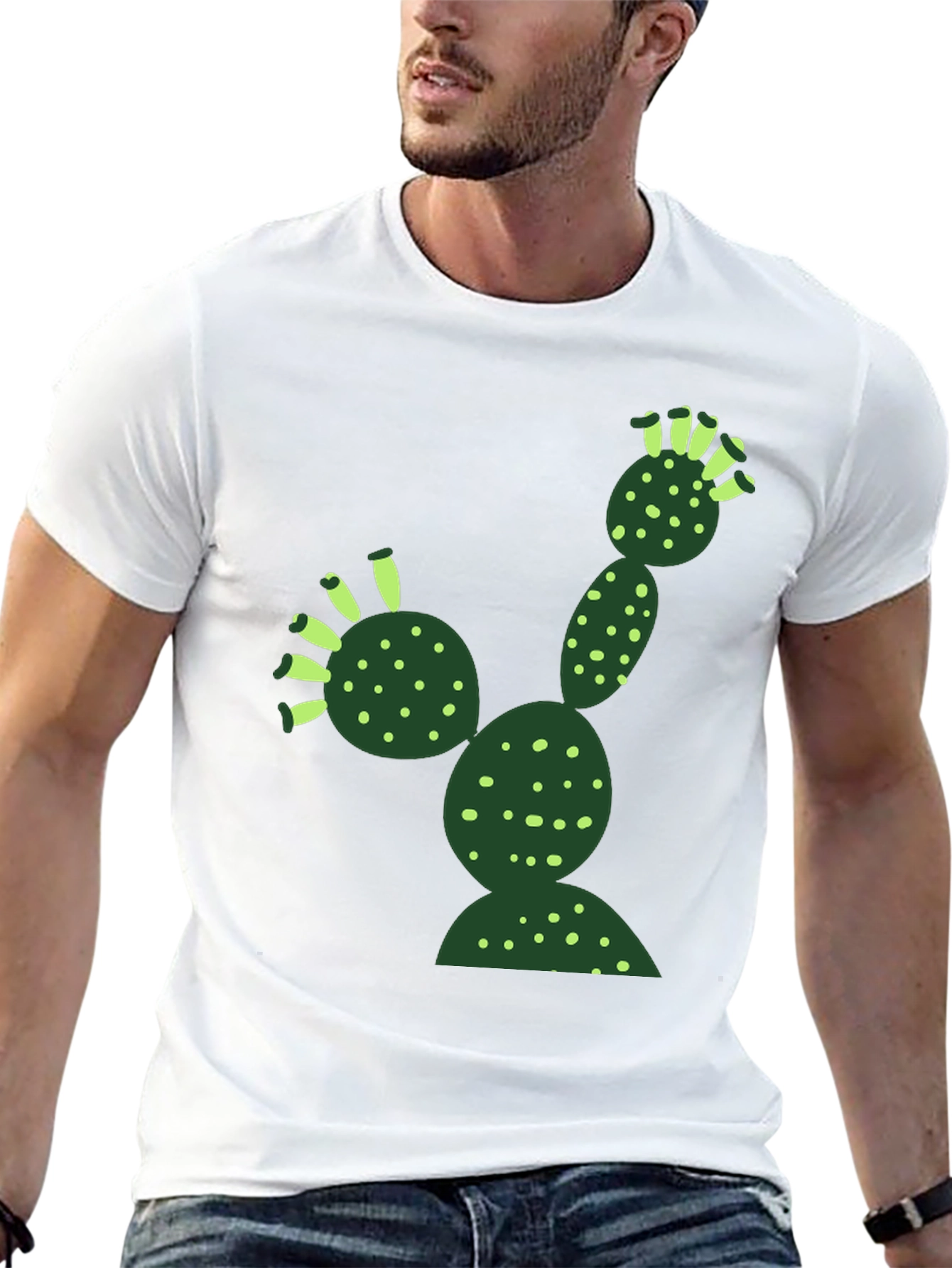 Black Cool Cactus T-Shirt - Black Cotton Blend view 13