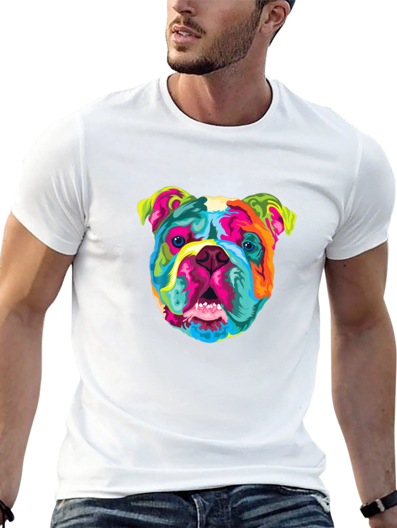 Black Vibrant Bulldog Graphic Tee - Cool Dog Lover's T-Shirt view 13