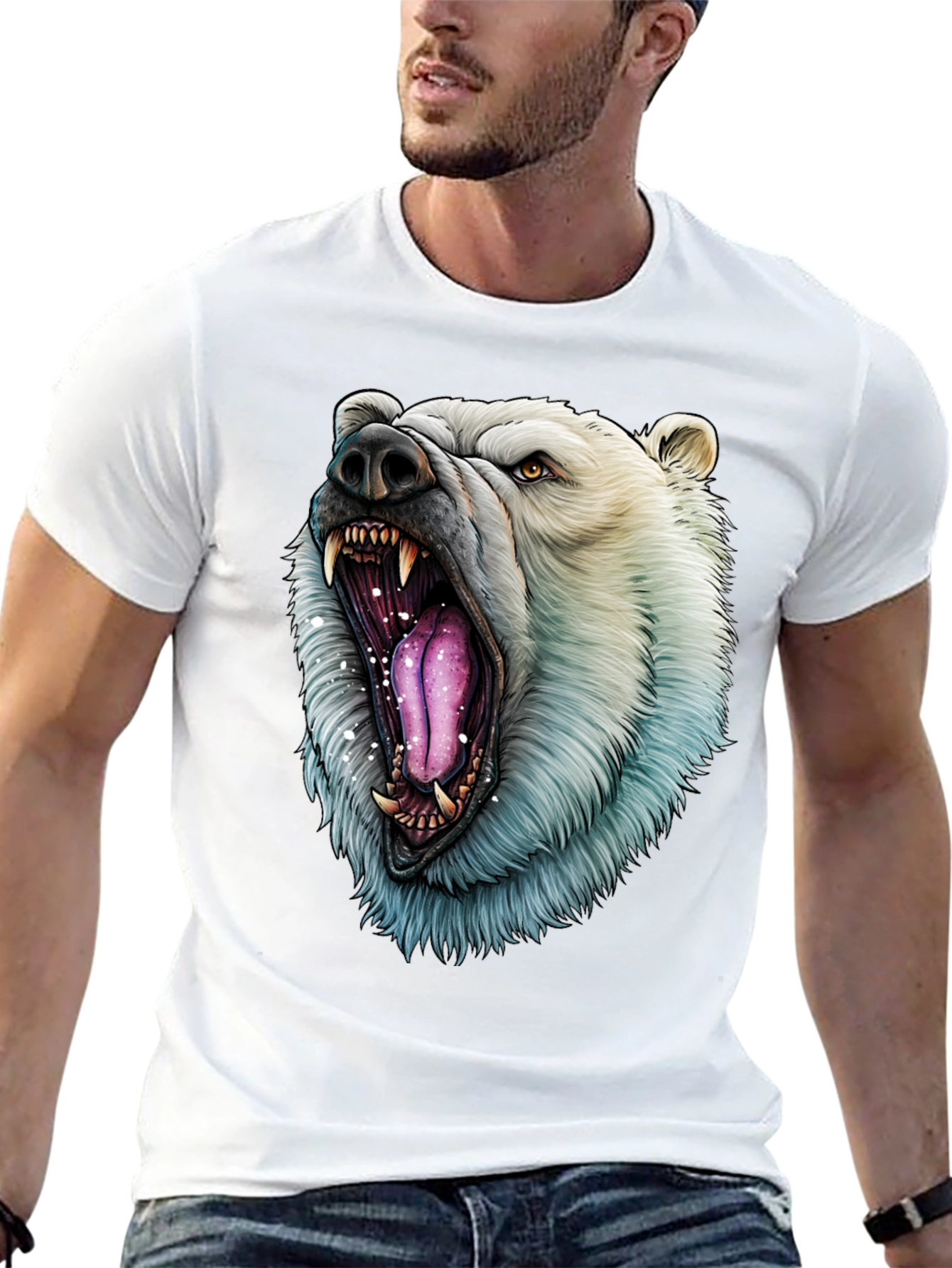 Black Polar Bear Graphic Tee - Roaring Wild Style view 13