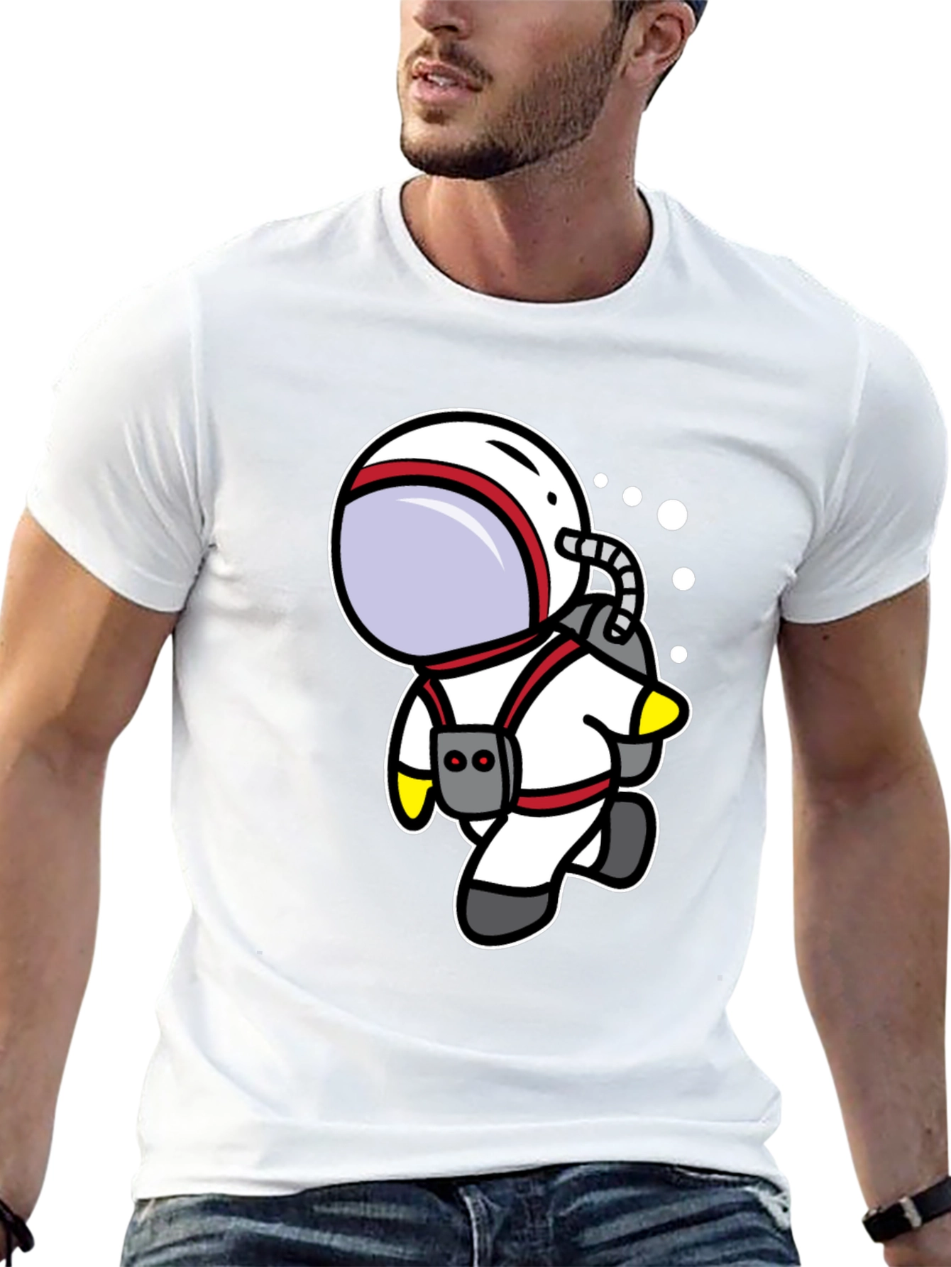 Black Cartoon Astronaut Black T-Shirt view 13