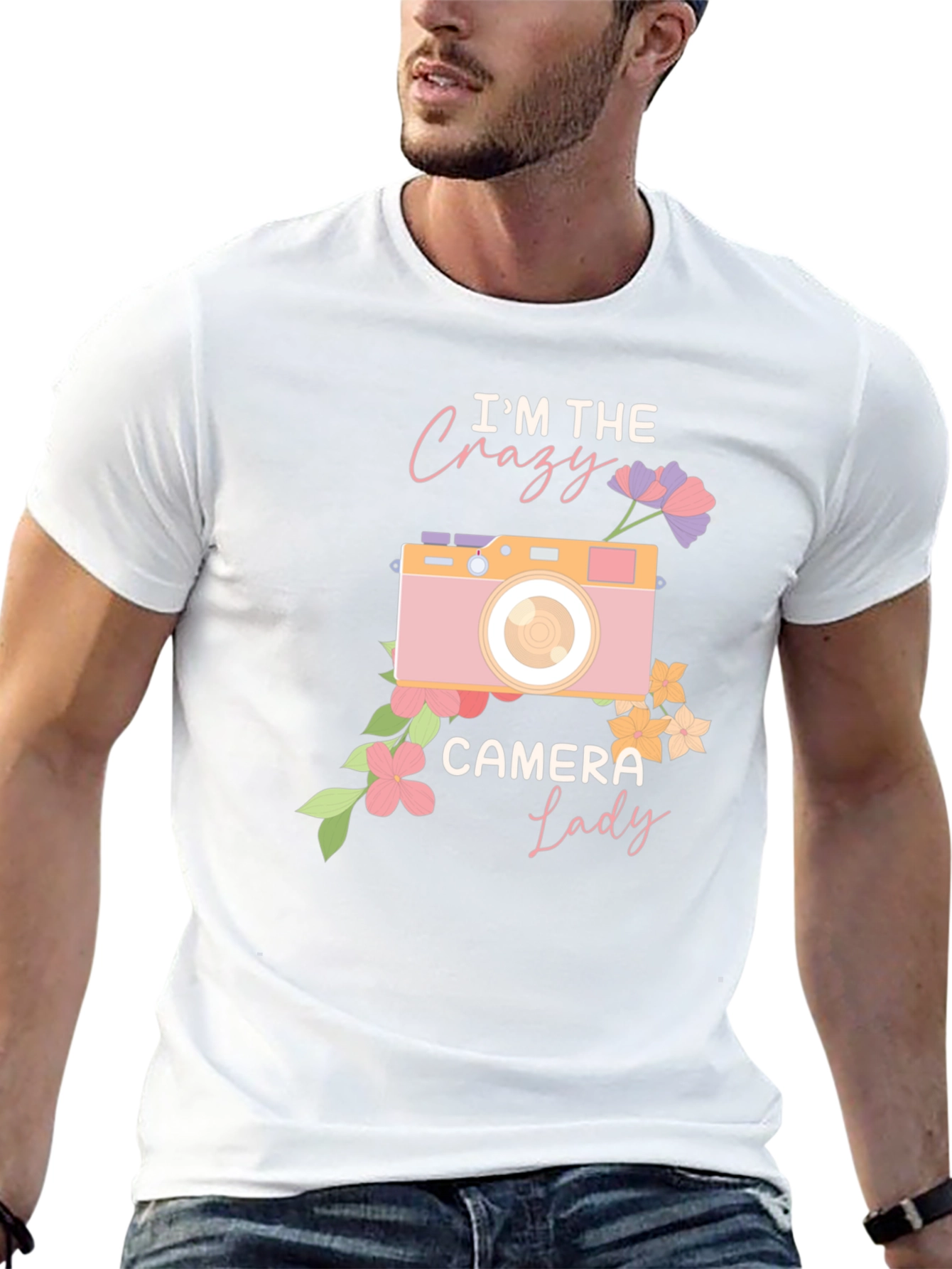 Black Crazy Camera Lady Graphic Tee view 13