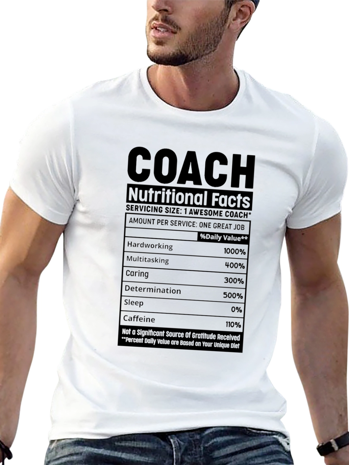 Black Awesome Coach Nutritional Facts T-Shirt view 13
