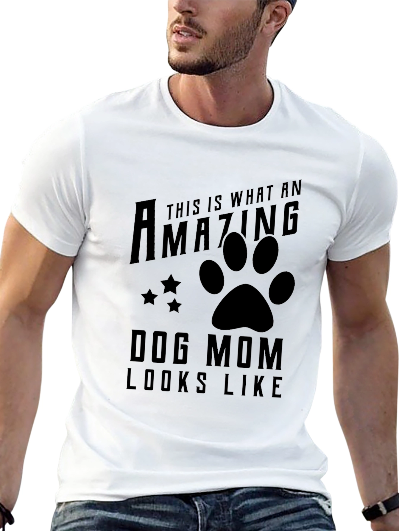 Black Amazing Dog Mom T-Shirt - Black Graphic Tee view 13