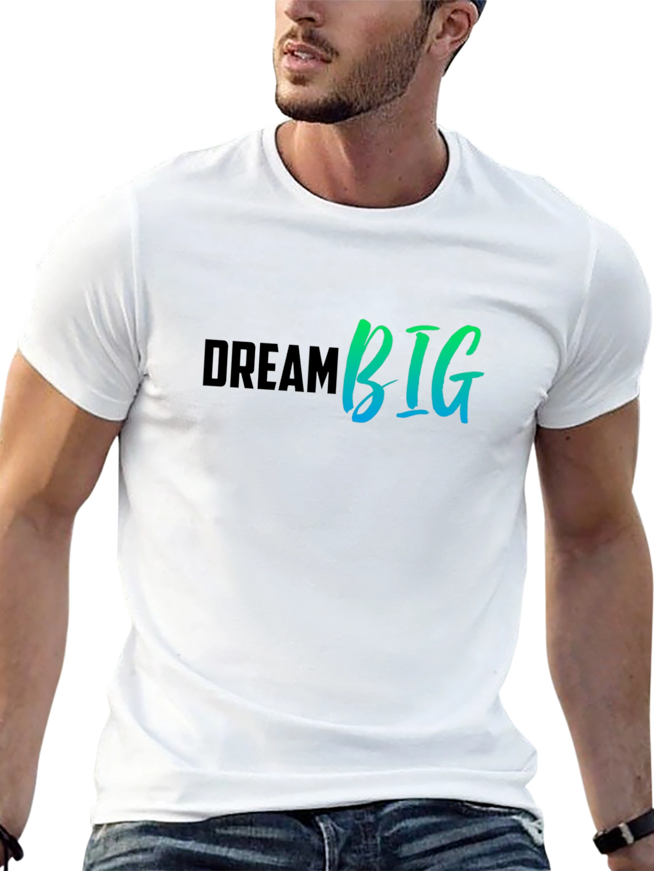Black Dream Big Graphic Tee - Black Cotton T-Shirt view 13