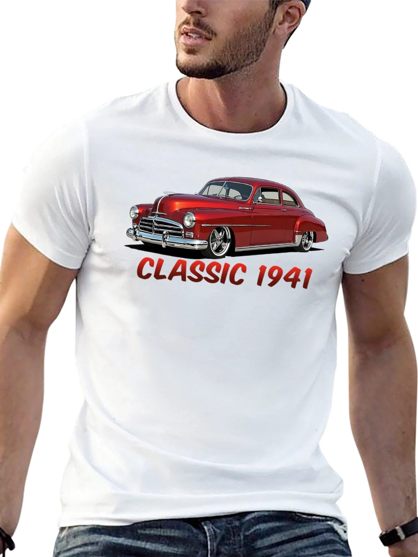 Black Classic 1941 Car Graphic T-Shirt view 13