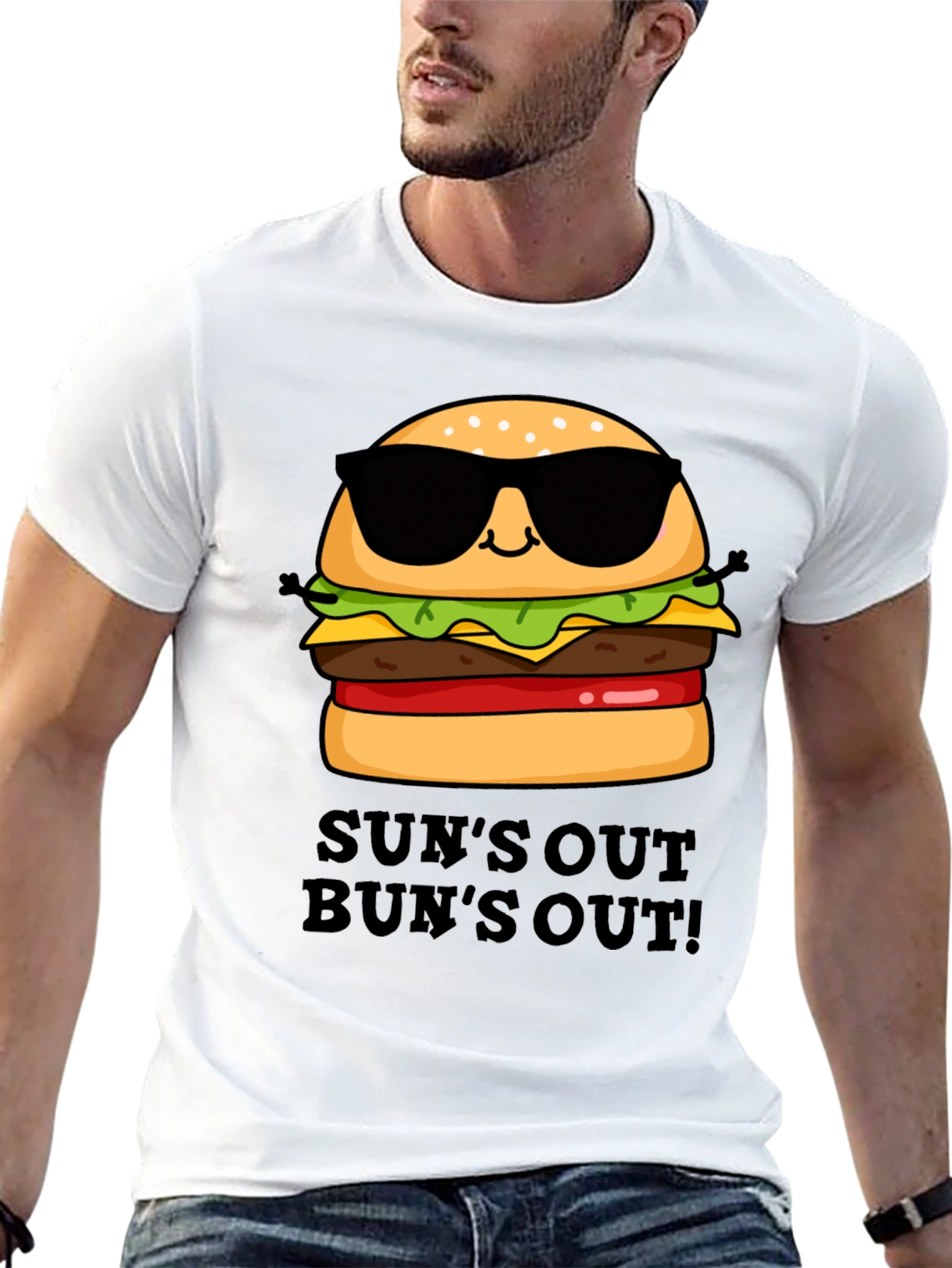 Black Sun's Out Bun's Out Burger Graphic Tee view 13