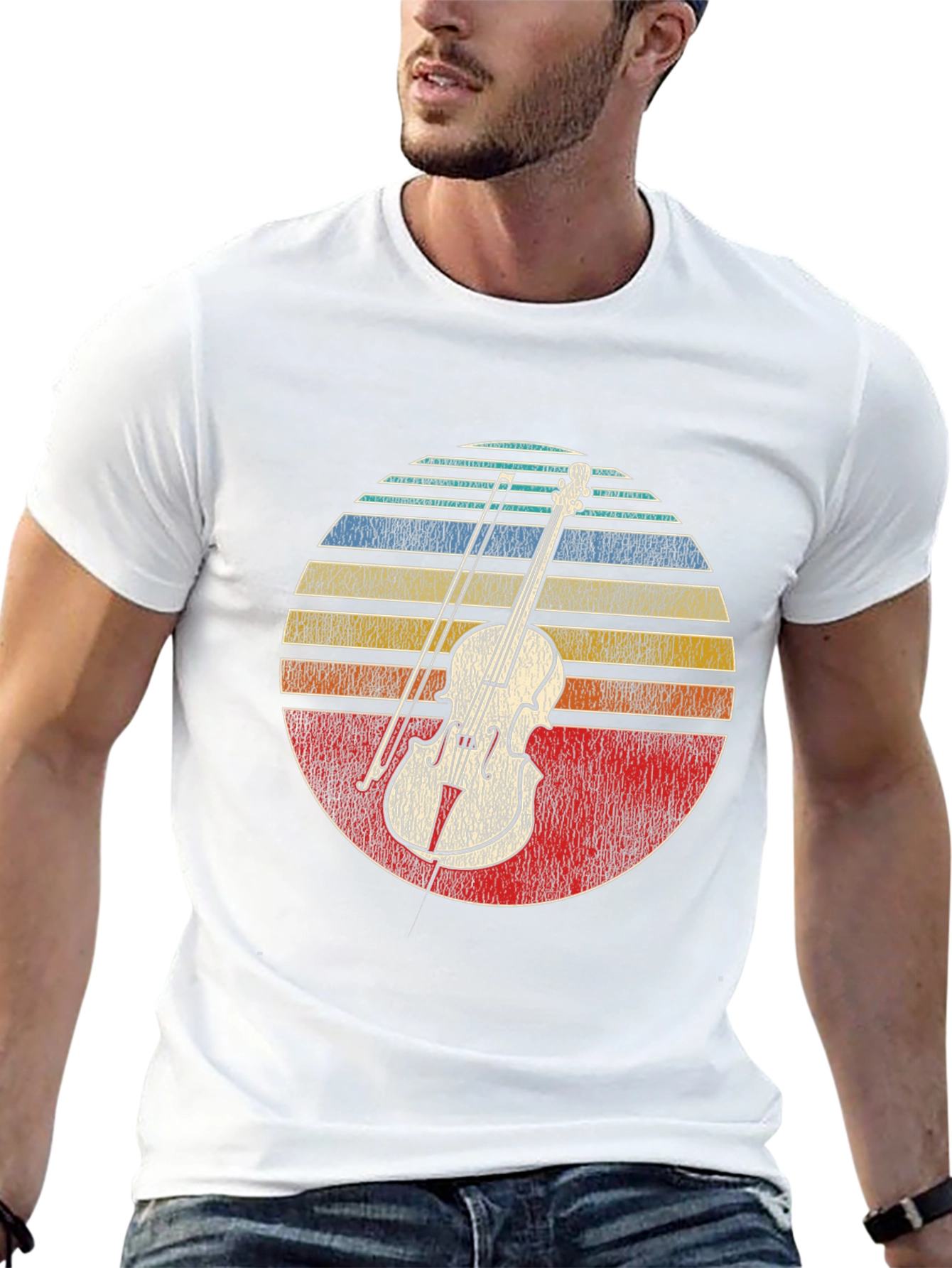 Black Vintage Violin Sunset Graphic Tee view 13
