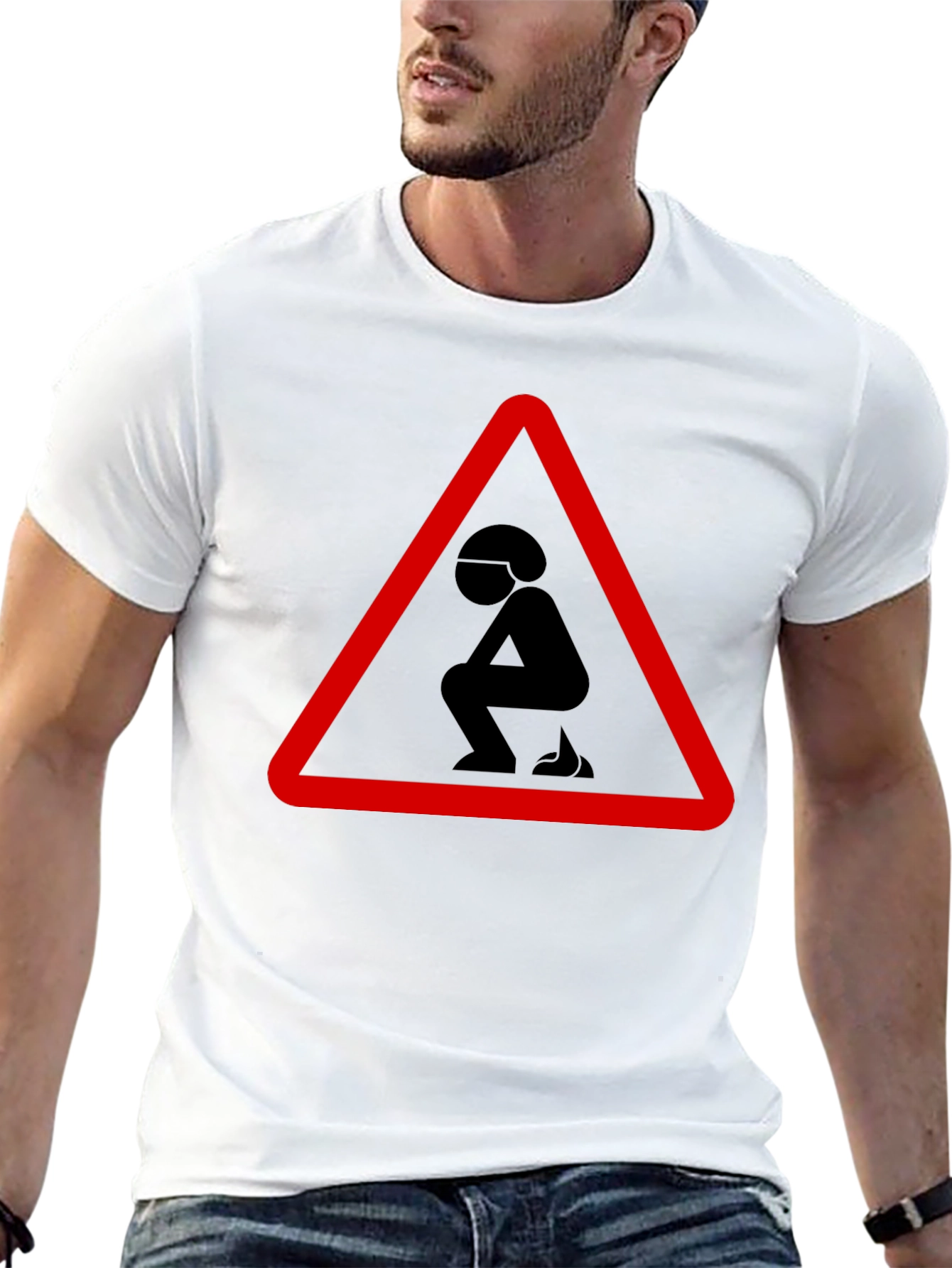 Black Funny Poop Warning Graphic T-Shirt view 13