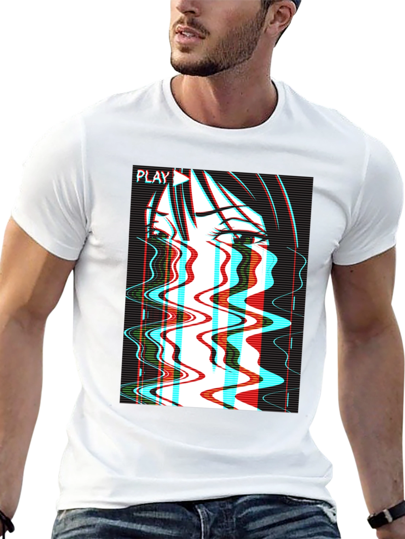 Black Glitch Anime T-Shirt - Vaporwave Aesthetic view 13