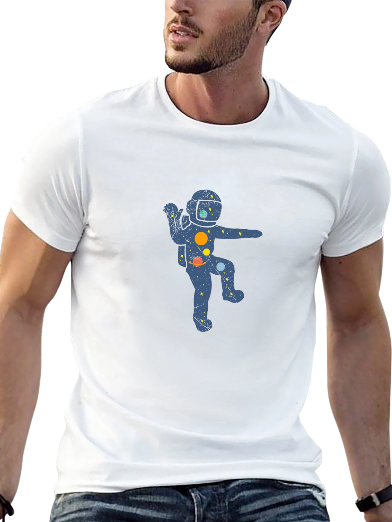 Black Astronaut Space Galaxy Graphic T-Shirt view 13