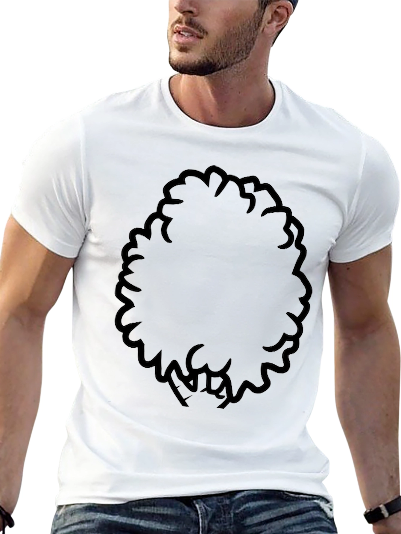 Black Men's Black T-Shirt with Afro Design view 13
