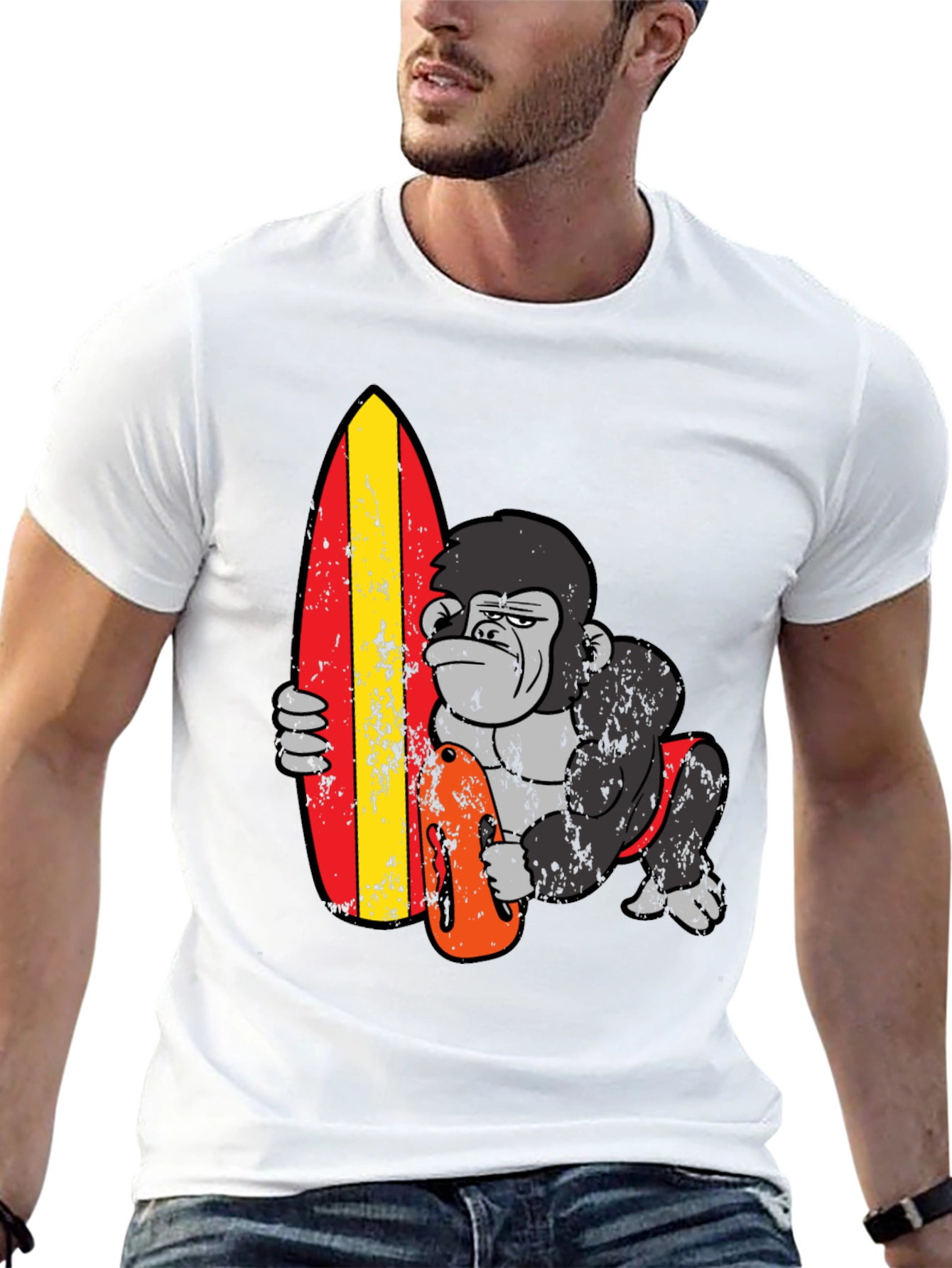 Black Surfing Gorilla Graphic T-Shirt view 13