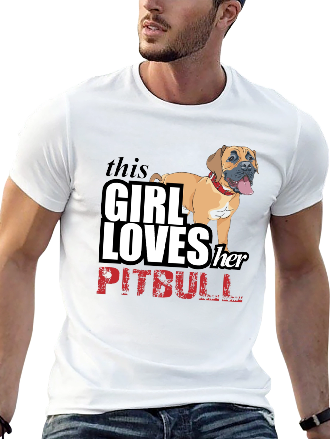Black Girl Loves Her Pitbull Black T-Shirt view 13