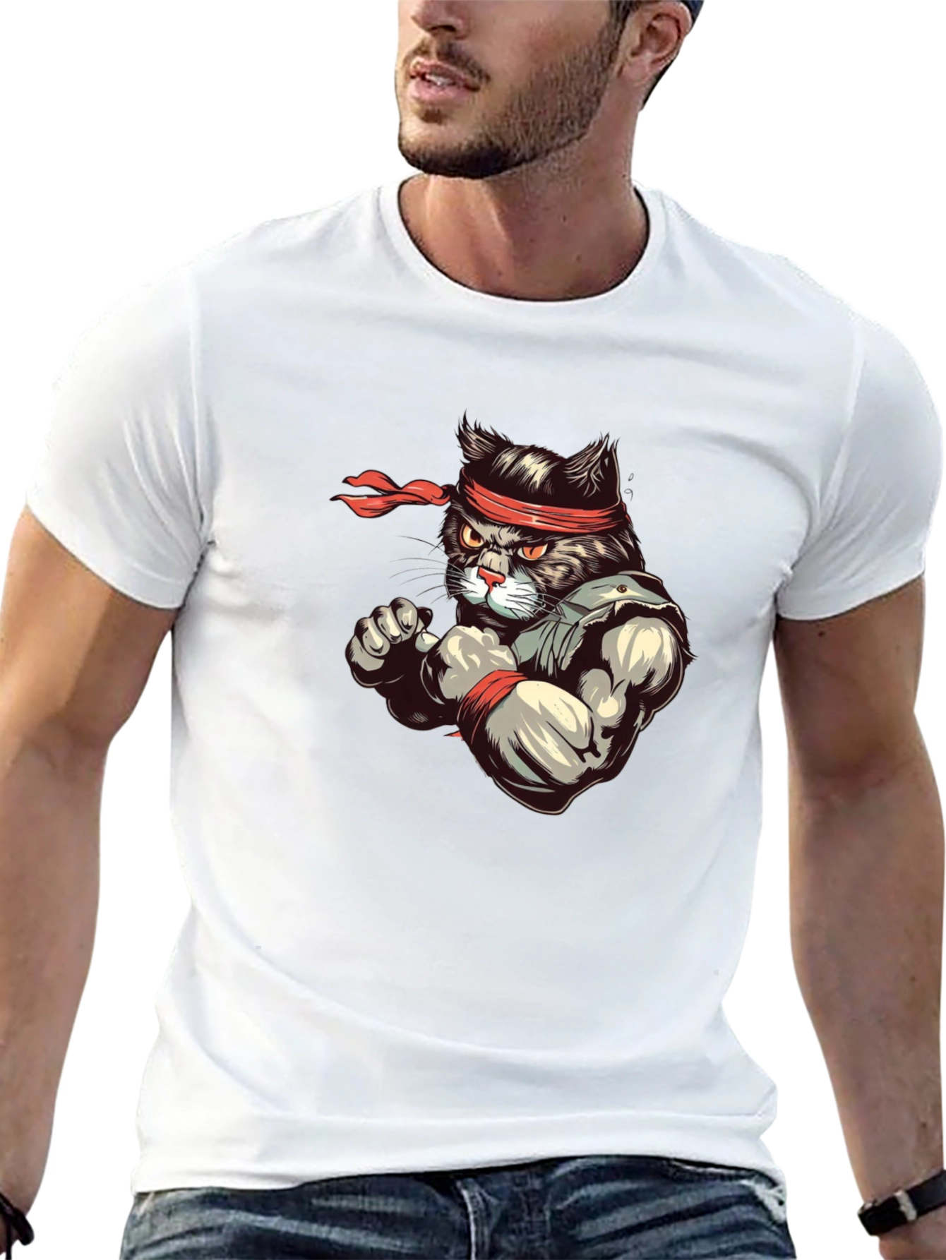 Black Martial Arts Cat T-Shirt - Ninja Cat Tee view 13