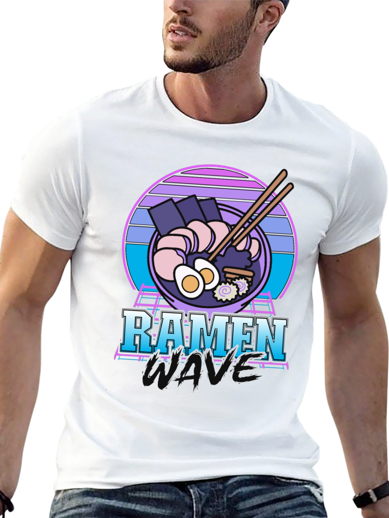 Black Retro Ramen T-Shirt - 80's Vaporwave Style Tee view 13
