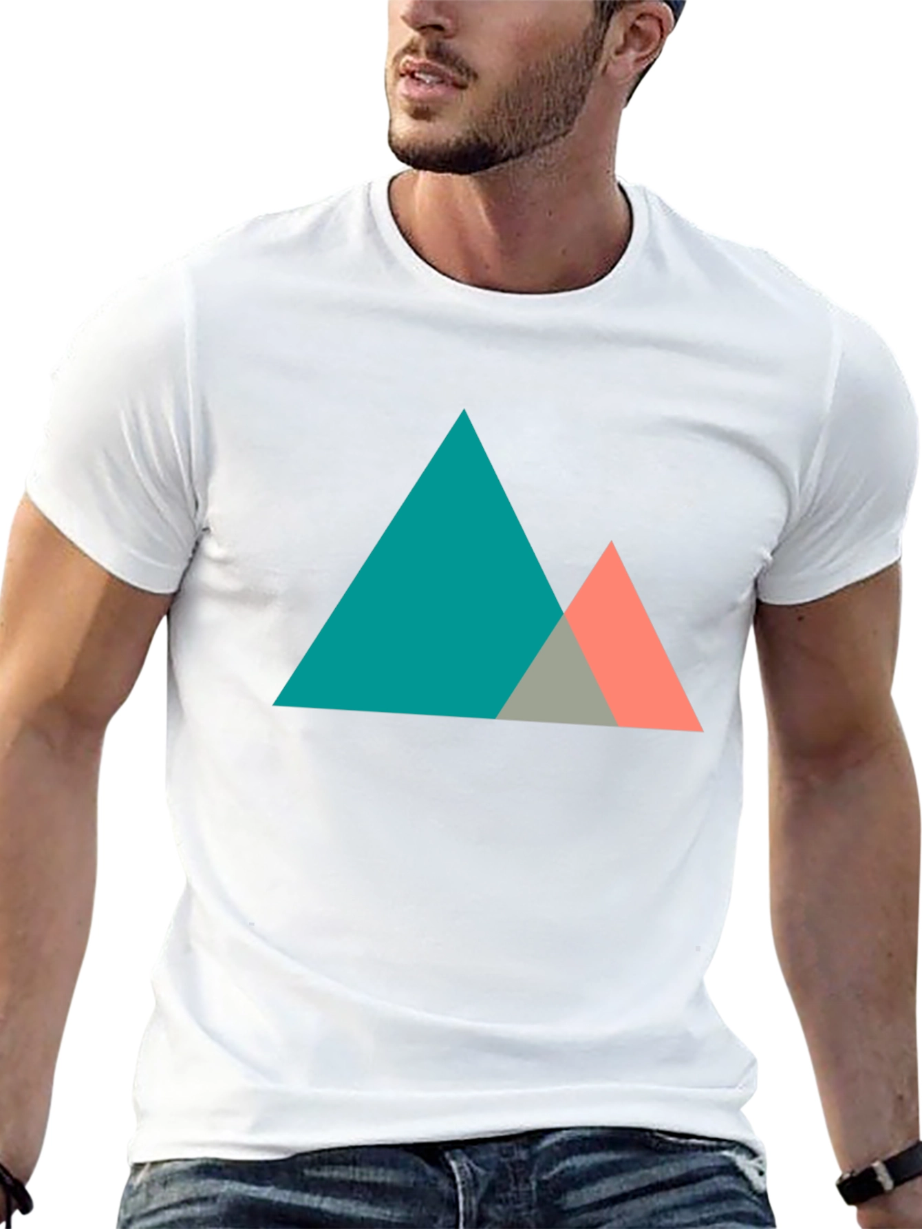 Black Geometric Mountain Graphic Tee - Modern Black T-Shirt view 13