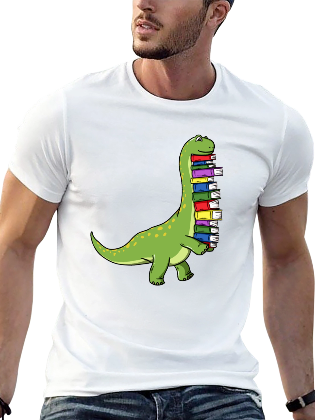 Black Dino Bookworm Tee - Cute Dinosaur Reading T-Shirt view 13