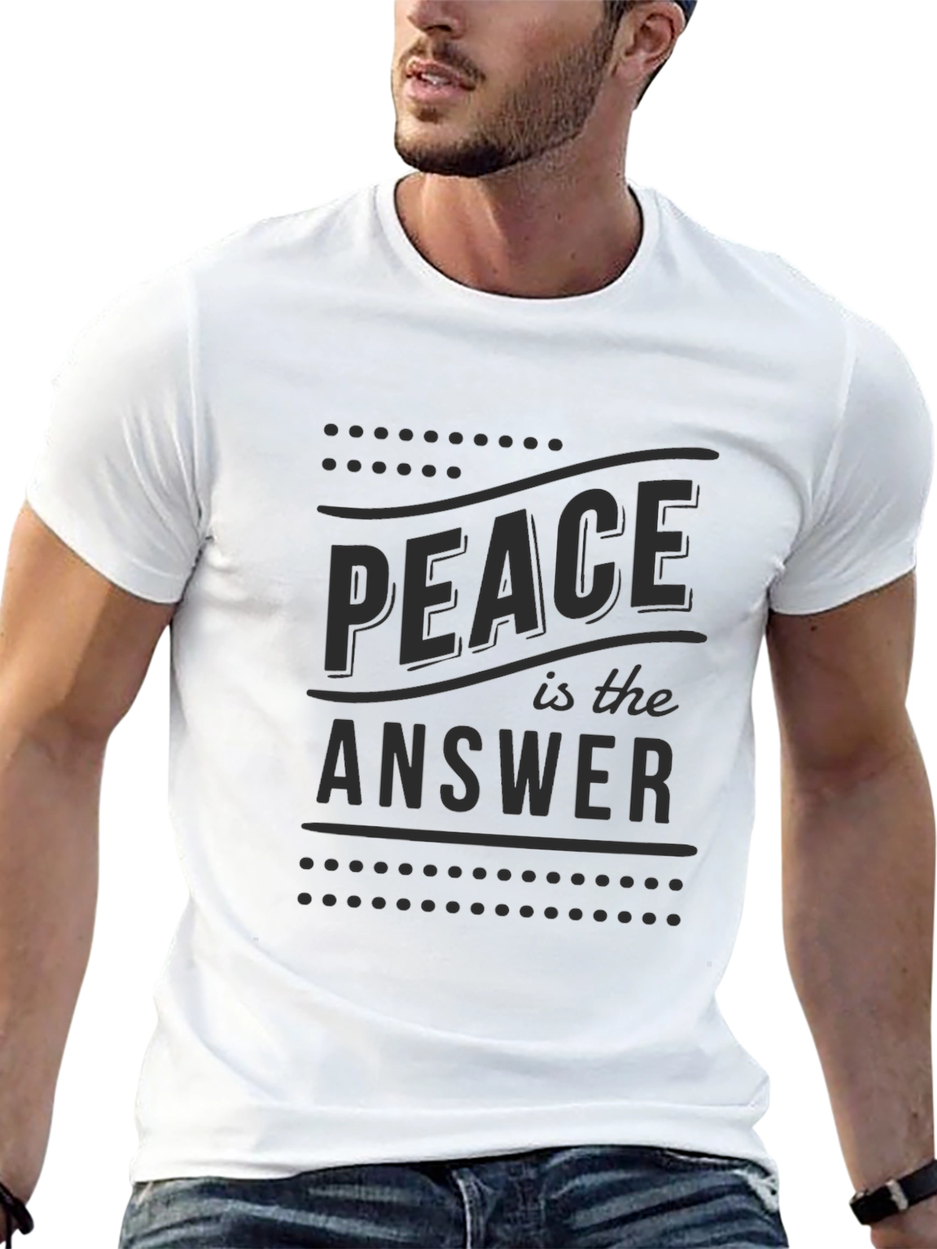 Black Peace is the Answer Graphic Tee - Classic Crew Neck T-Shirt view 13