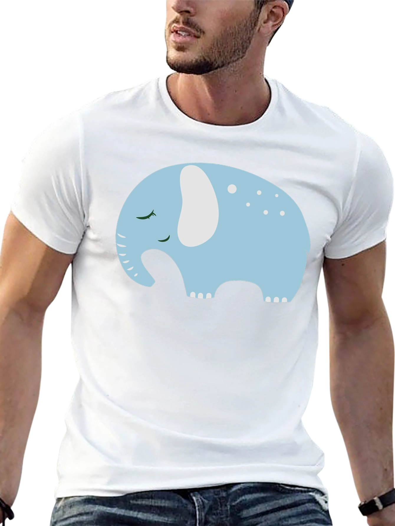 Black Cute Sleeping Elephant Graphic Tee view 13