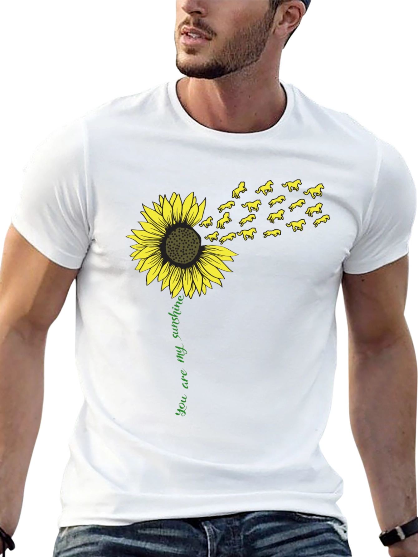 Black Sunflower Horse T-Shirt - You Are My Sunshine Tee view 13