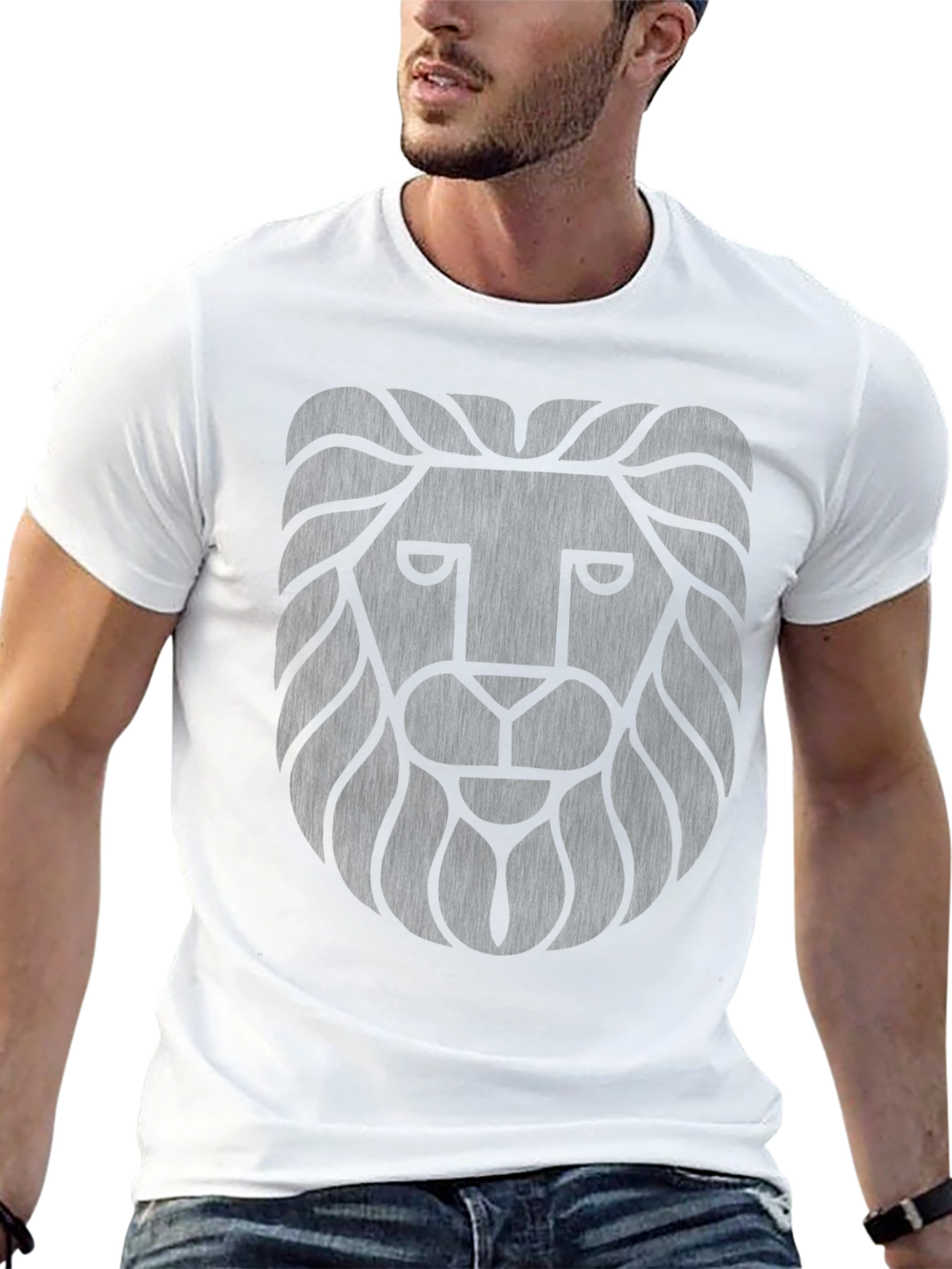 Black Men's Black Lion Graphic Crew Neck T-Shirt view 13