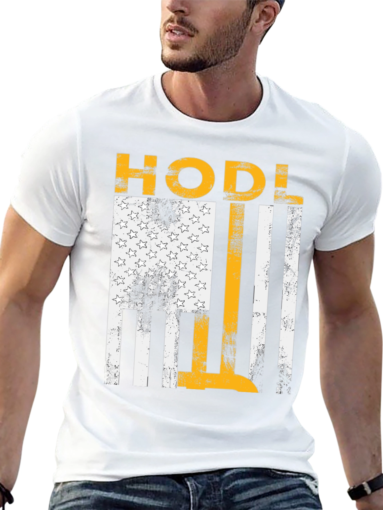 Black HODL American Flag Style Graphic Tee view 13