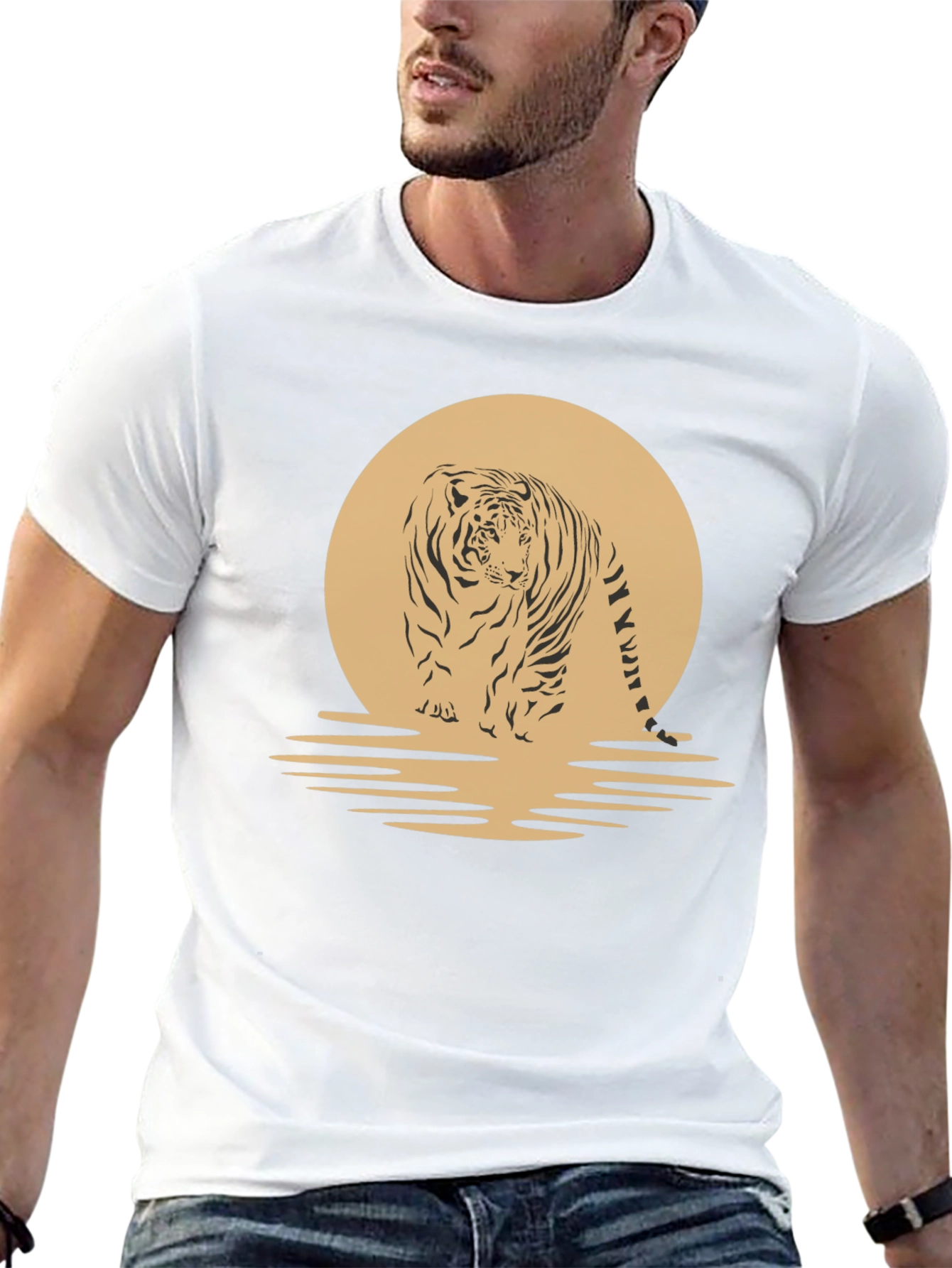 Black Tiger Sunset Graphic Tee - Cool Animal T-Shirt view 13