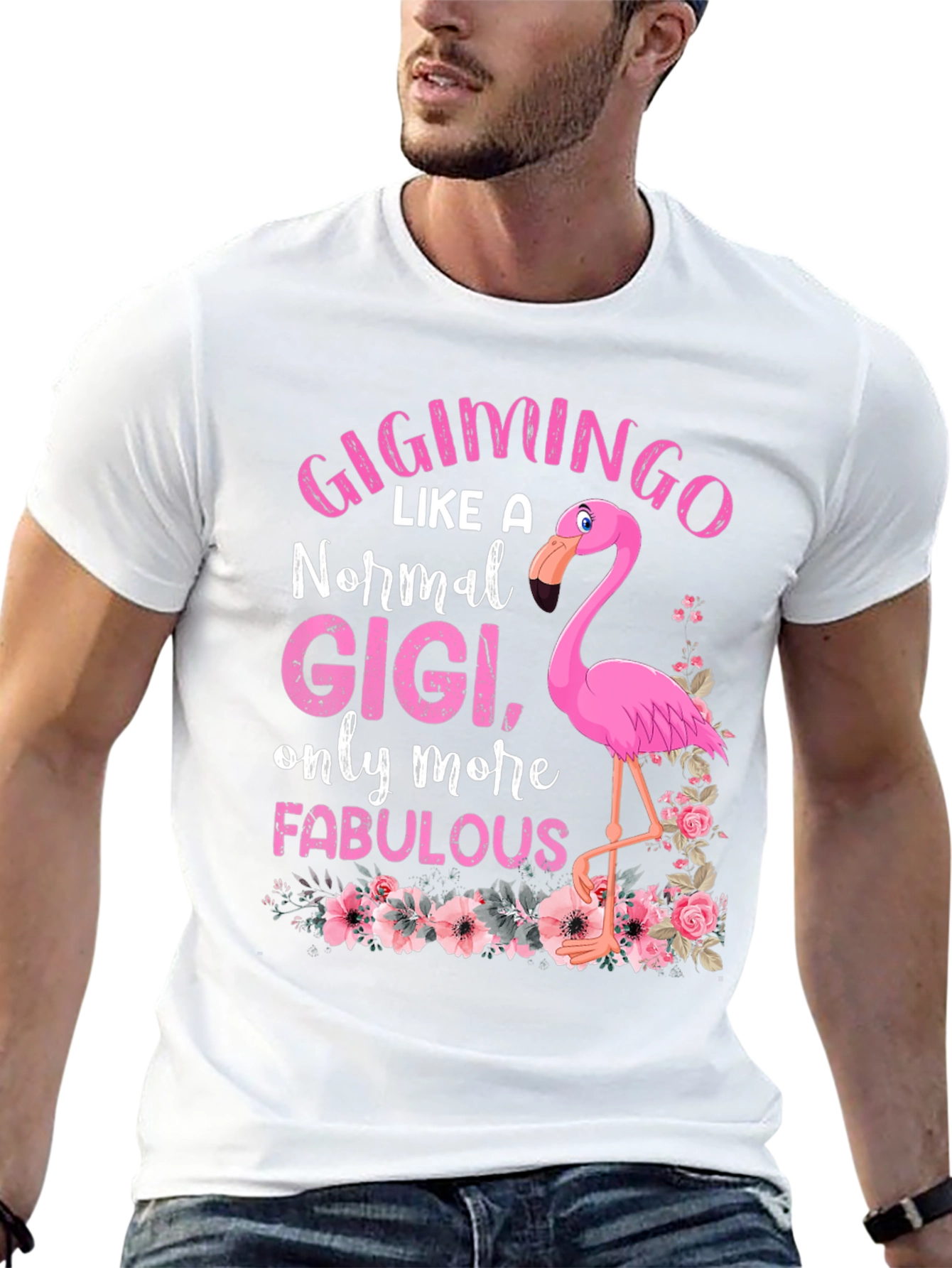 Black GigiMingo T-Shirt: Fabulous Flamingo Gigi view 13
