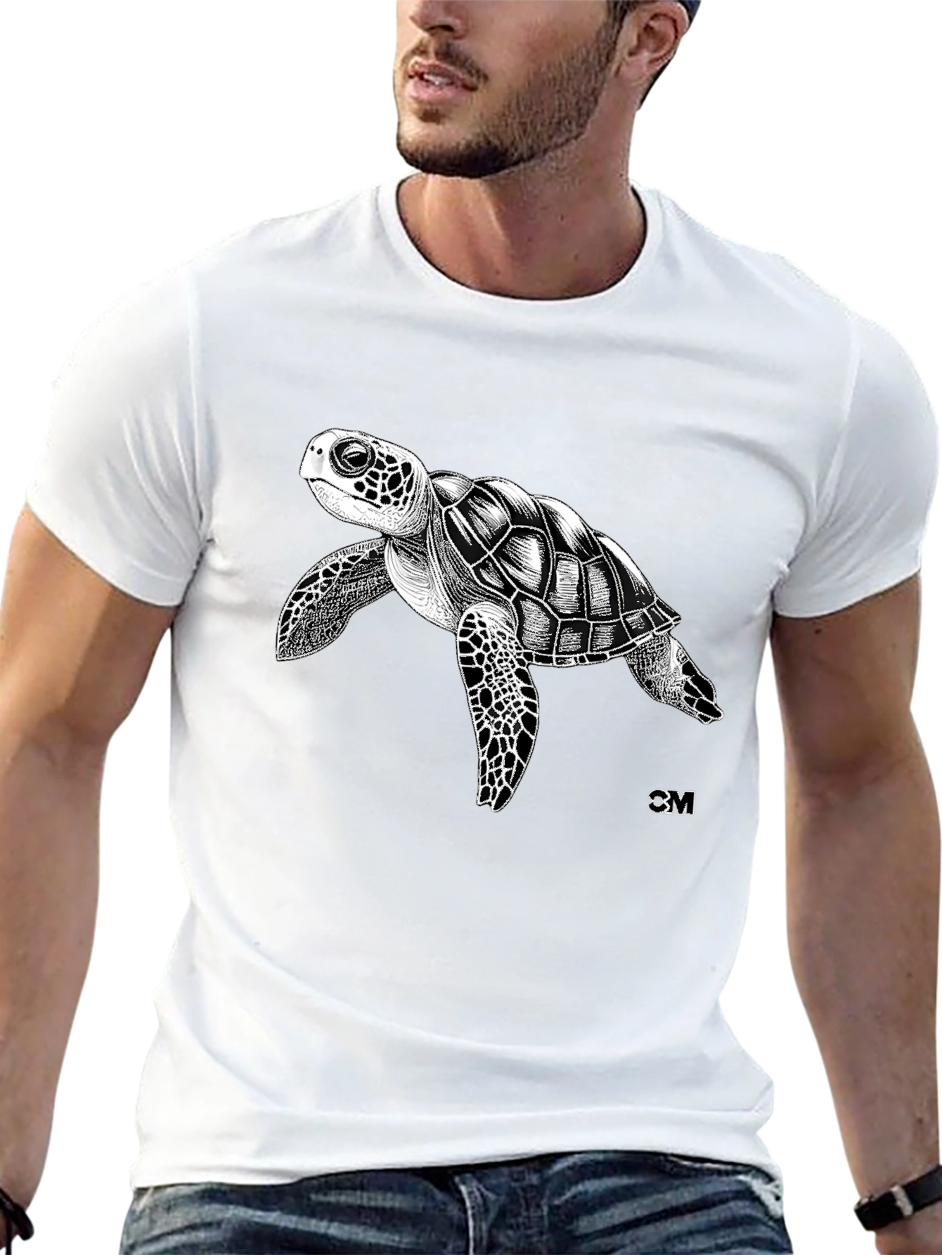 Black Sea Turtle Graphic Tee - Men's Black T-Shirt view 13