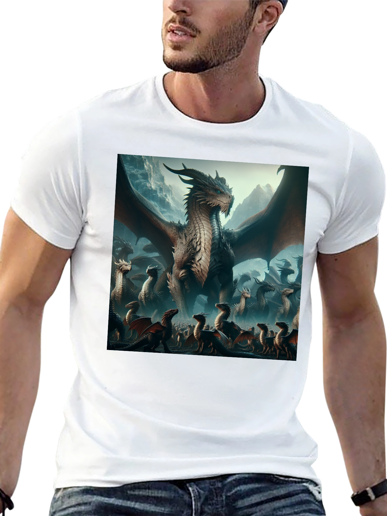 Black Dragon T-Shirt - Fantasy Art Graphic Tee view 13