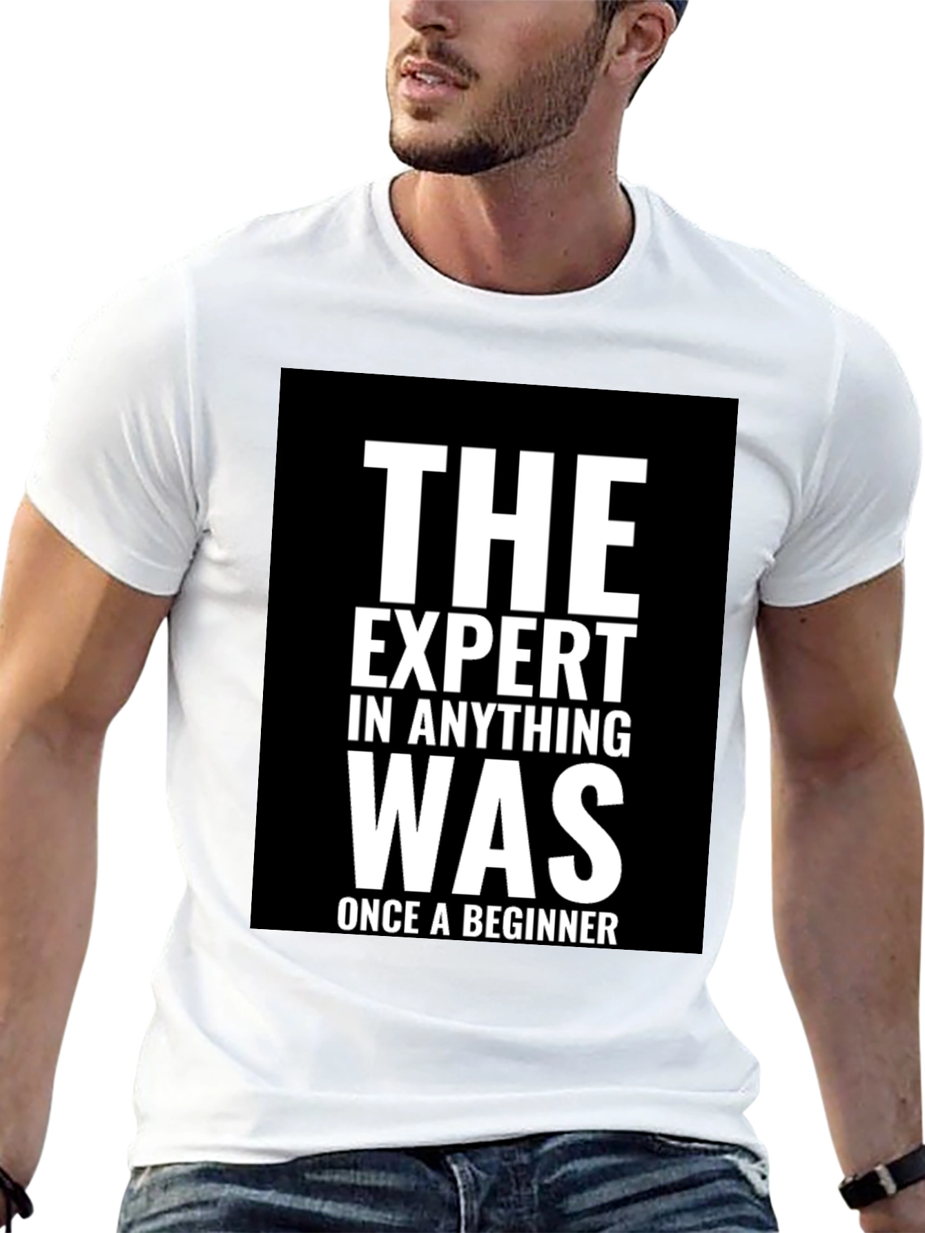 Black Expert Beginner T-Shirt - Motivational Black Tee view 13