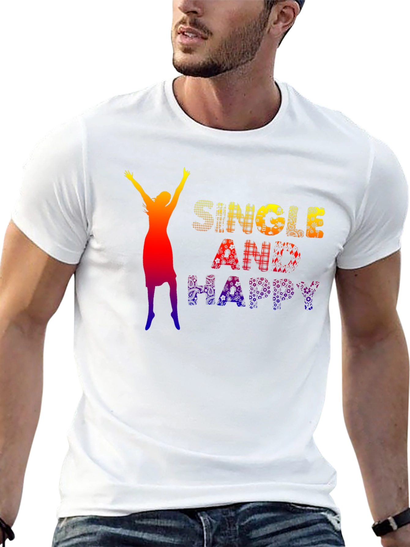 Black Single and Happy Graphic Tee view 13