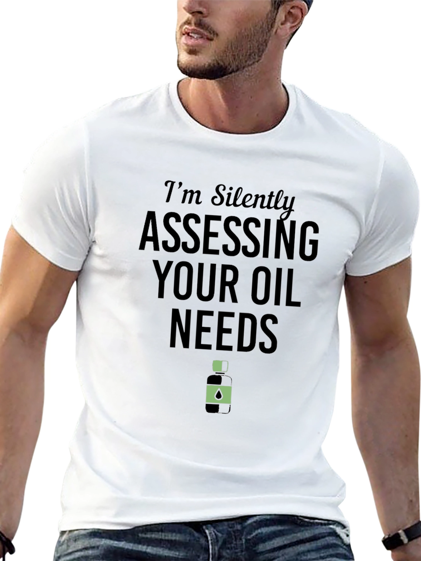 Black Assessing Your Oil Needs Graphic T-Shirt view 13