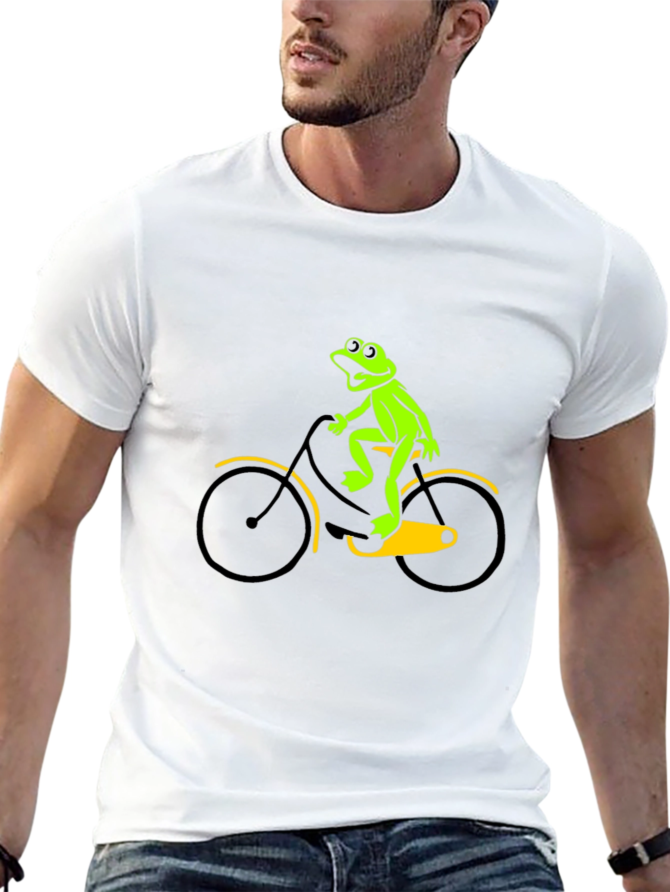 Black Frog on a Bike Graphic Tee - Black T-Shirt view 13