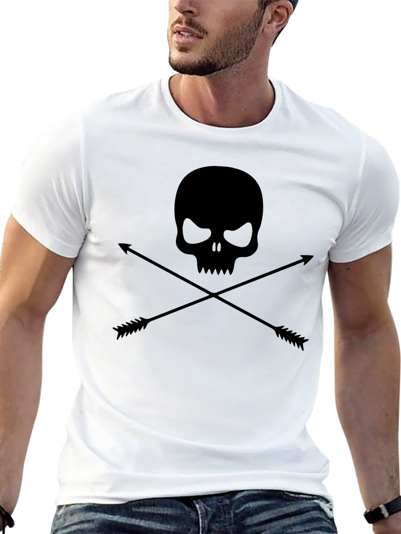 Black Skull & Arrows Graphic Tee - Mens Black T-Shirt view 13