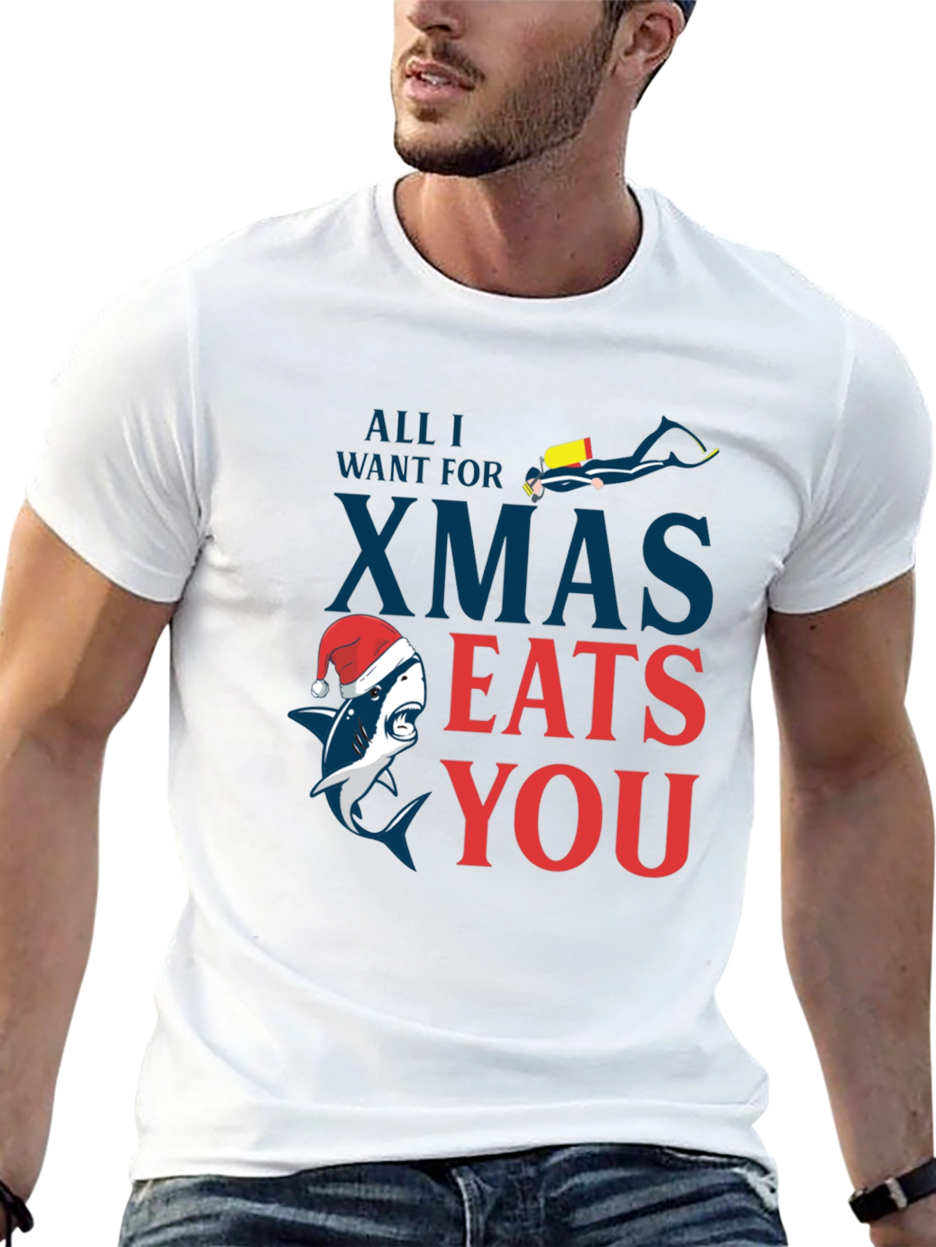Black Shark Xmas Eats You Graphic Tee view 13