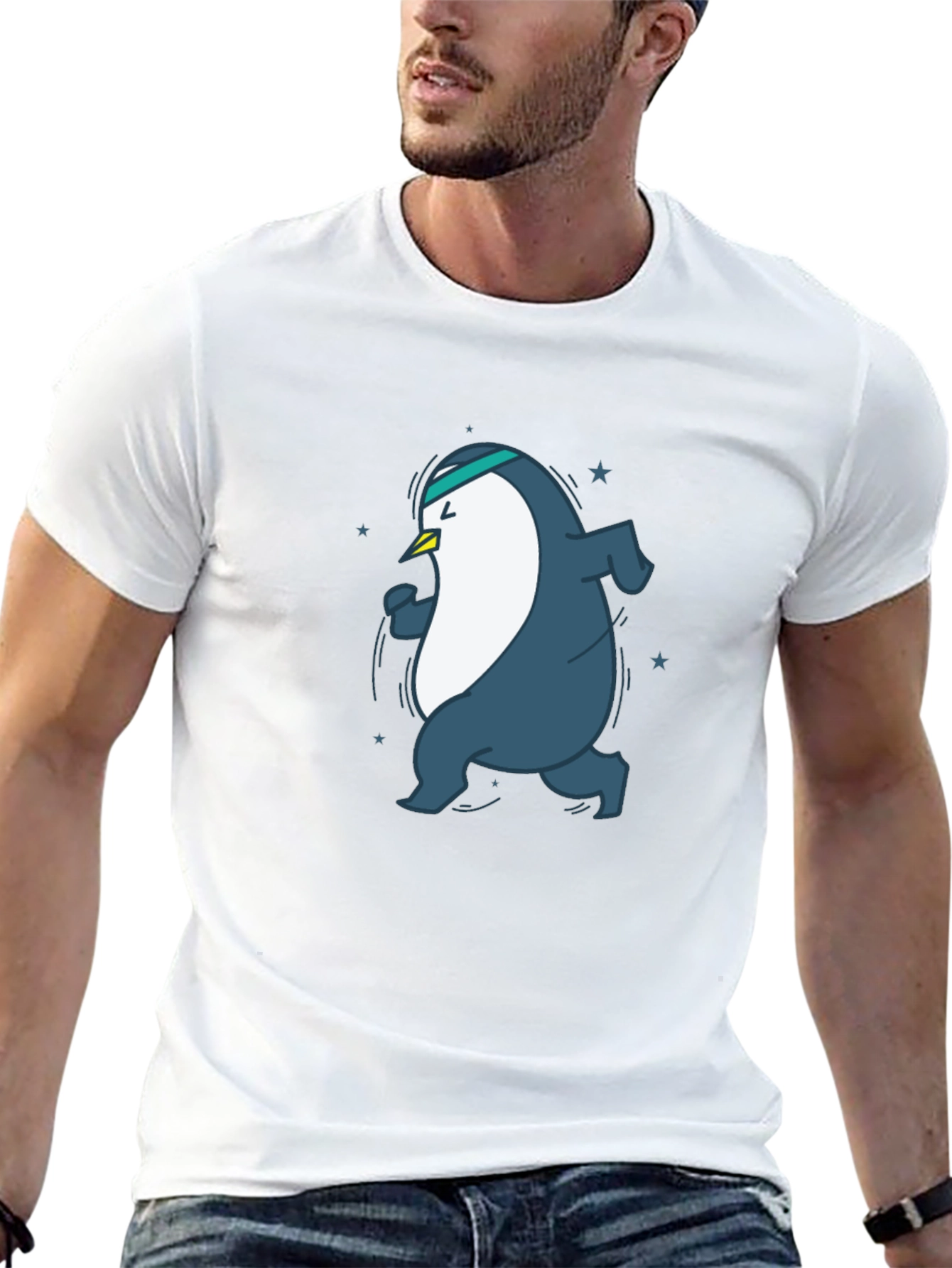 Black Running Penguin Graphic Tee - Black view 13