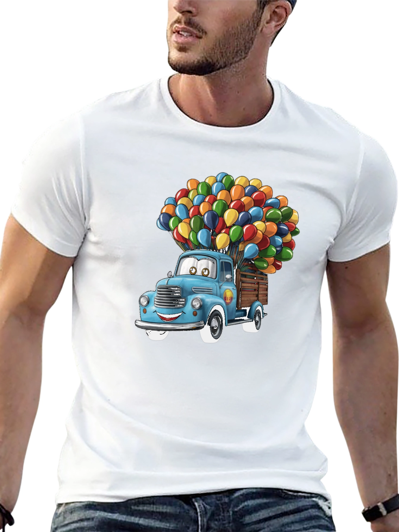 Black Cartoon Truck Balloon Graphic Tee view 13