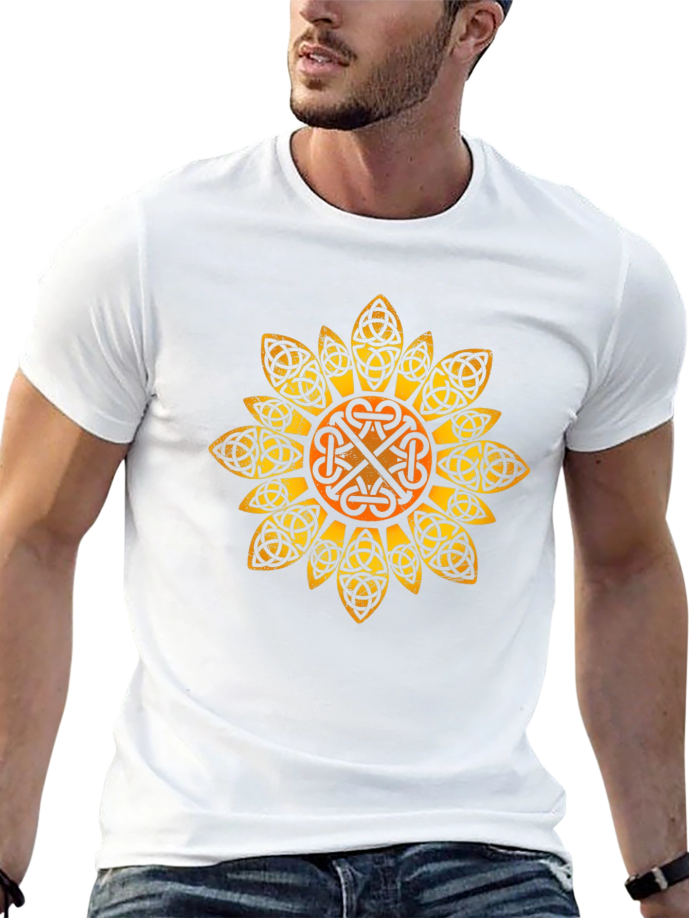 Black Celtic Knot Sunflower Graphic Tee - Black view 13